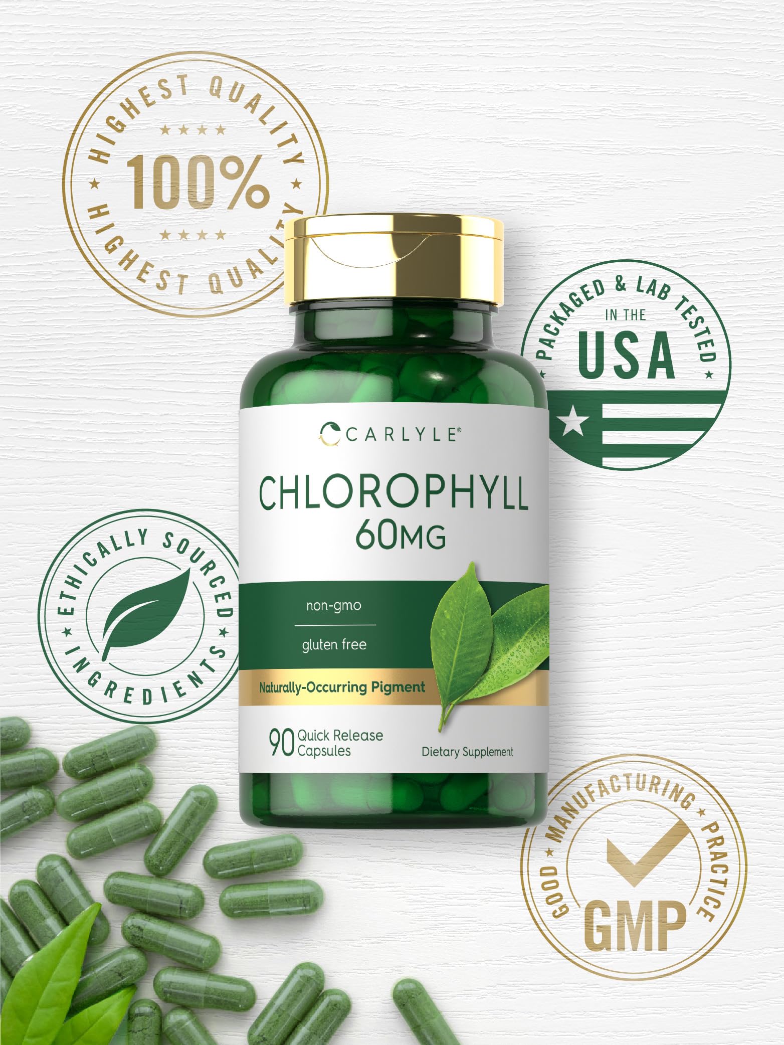 Carlyle Chlorophyll Capsules | 60mg | 90 Complex Pills | with Copper — Amazon image 5