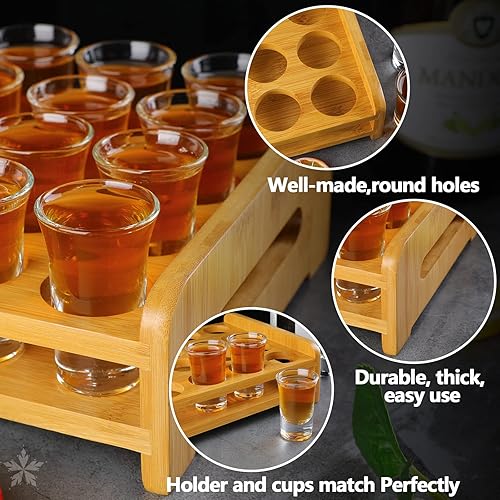 Miniatura 3 de Juego de 24 vasos de chupito grandes y soporte de 1 onza1.0 fl oz, base gruesa para fiestas, clubes, bares, herramientas para el hogar, restaurante,