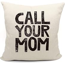 Mancheng-zi Call Your Mother Pillow, Call Your Mom Funny Throw Pillow Case, 18 x 18 Inch Decorative Cotton Linen Cushion Cover for Sofa Couch Bed 18x18, White