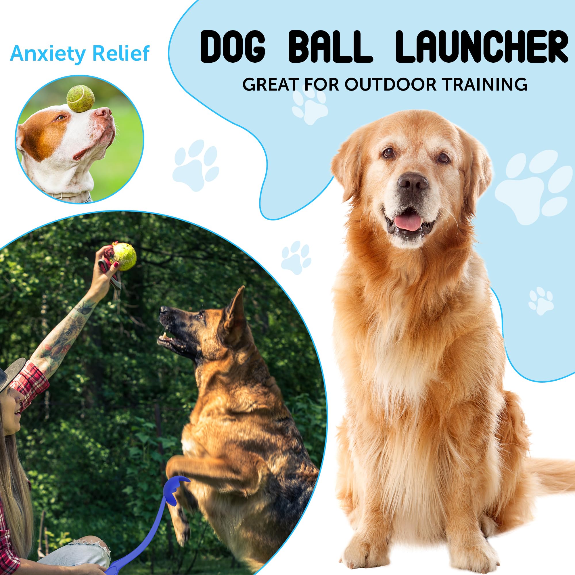 BILISH Dog Ball Thrower Launcher Squeaky Tennis Balls For Dogs Portable Small Chase Fetch Game Toy Dog Stuff Pick Up & Throw Play Chucker For Pet Exercise (blue) - Image 3