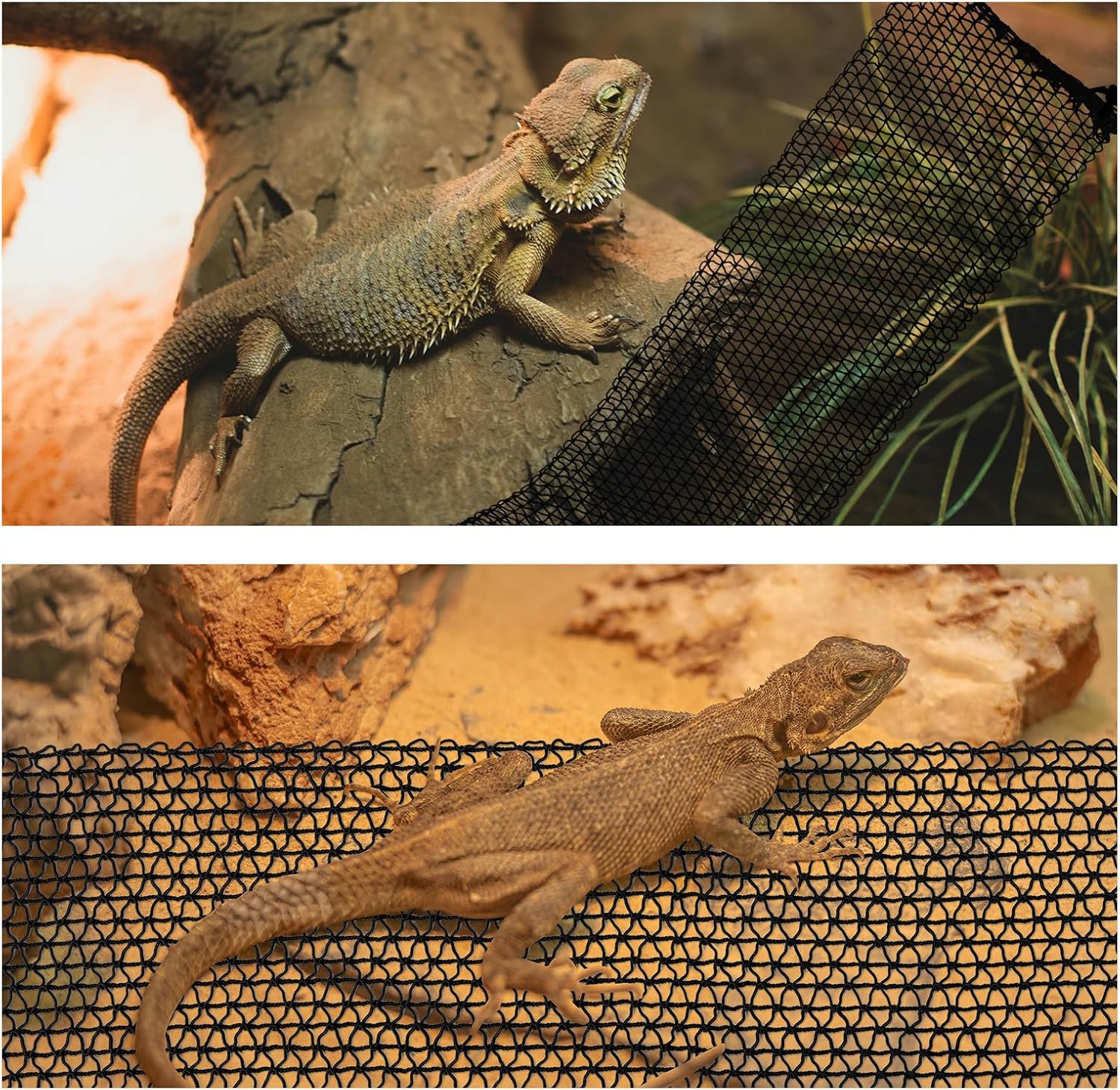 2 Pack Bearded Dragon Hammock, Collapsible Reptile Hammock Lounger | Suitable for Resting Climbing, Reptile Hammock for Middle Small Lizard, Chameleon and Gecko (Rectangle Black & Yellow)
