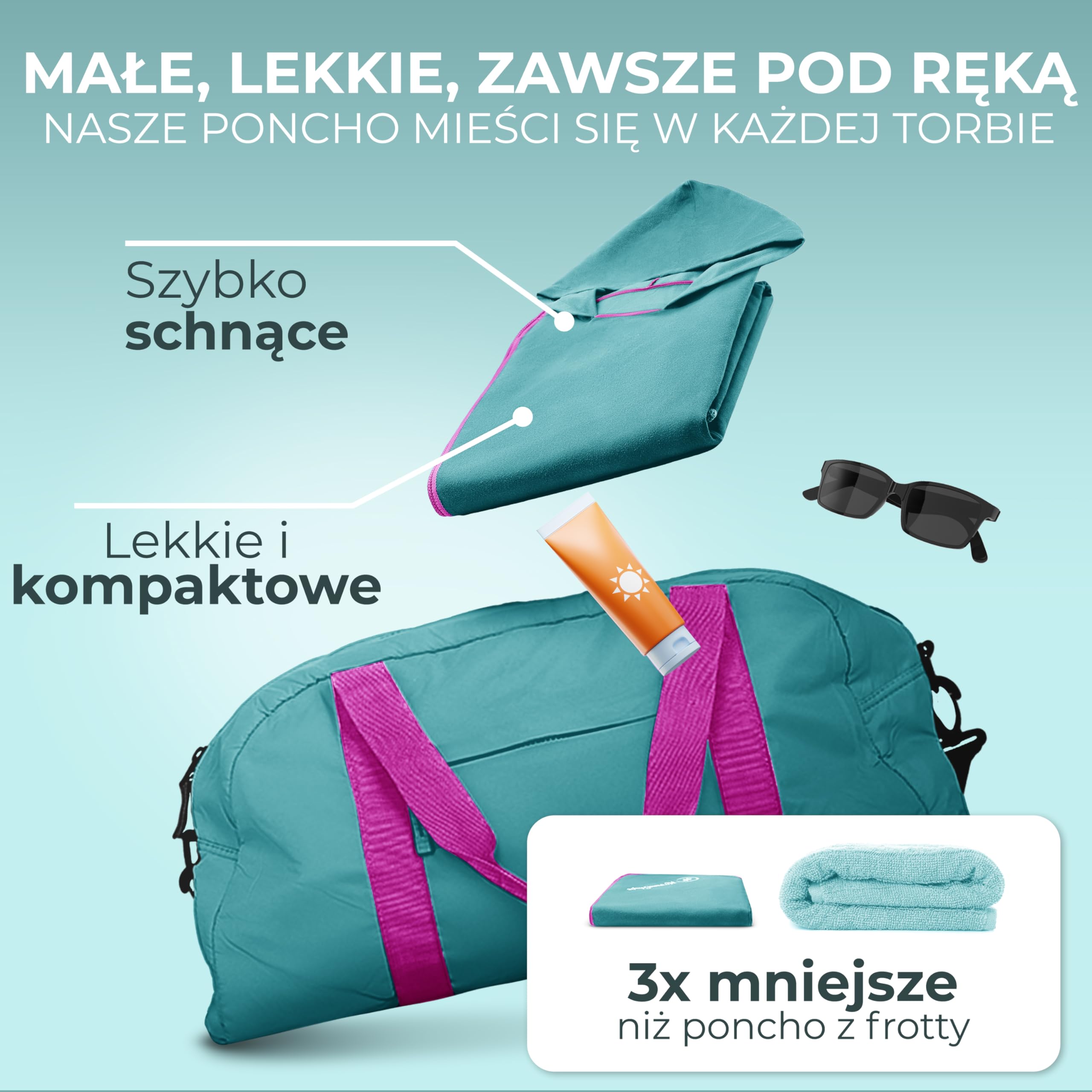 NirvanaShape ® Ręcznik-Poncho dla Dorosłych| Pomocny w Przebieraniu i Jako Ręcznik | Poncho Surfingowe z Funkcją Szybkiego Schnięcia | Idealne do Podróży, Kempingu, Sauny, Snorkelingu, na Plażę