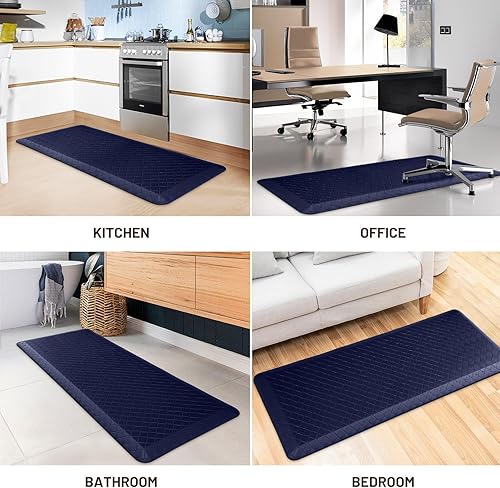 Vista 218 de HappyTrends - Tapete acolchado antifatiga de 17.3 x 28 pulgadas, grueso, impermeable, antideslizante, resistente, ergonómico, cómodo, para cocina