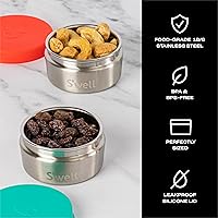 Vista 2 de S'well Juego de dos recipientes de condimentos de acero inoxidable, 2 onzas, mandarina/turquesa, construcción duradera de una sola pared, tapas