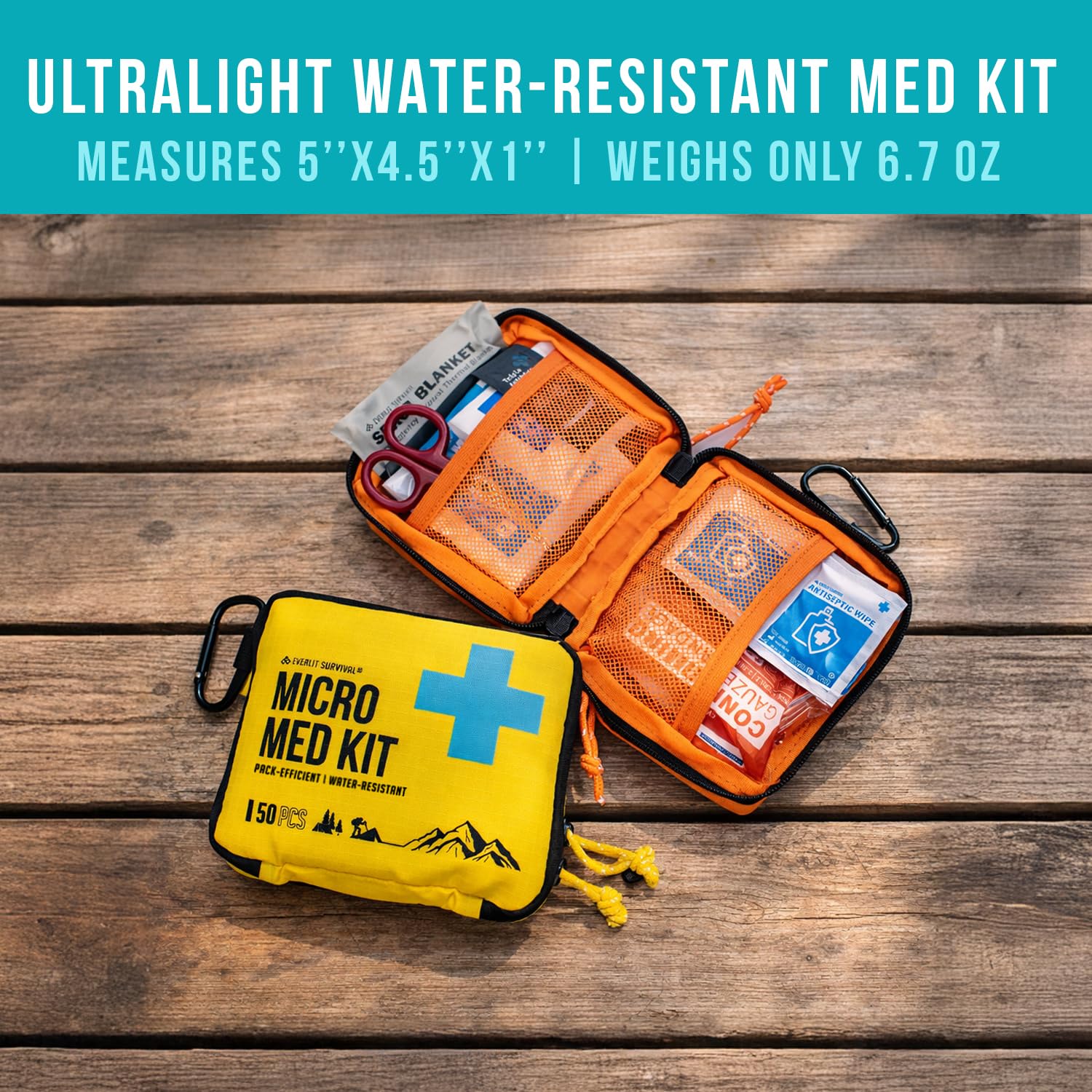 EVERLIT Ultralight Mini First Aid Kit, EDC Medical Kit, Water-Resistant EDC Mini Kit for Hiking, Backpacking, Camping, Cycling (Orange) — Amazon image 3
