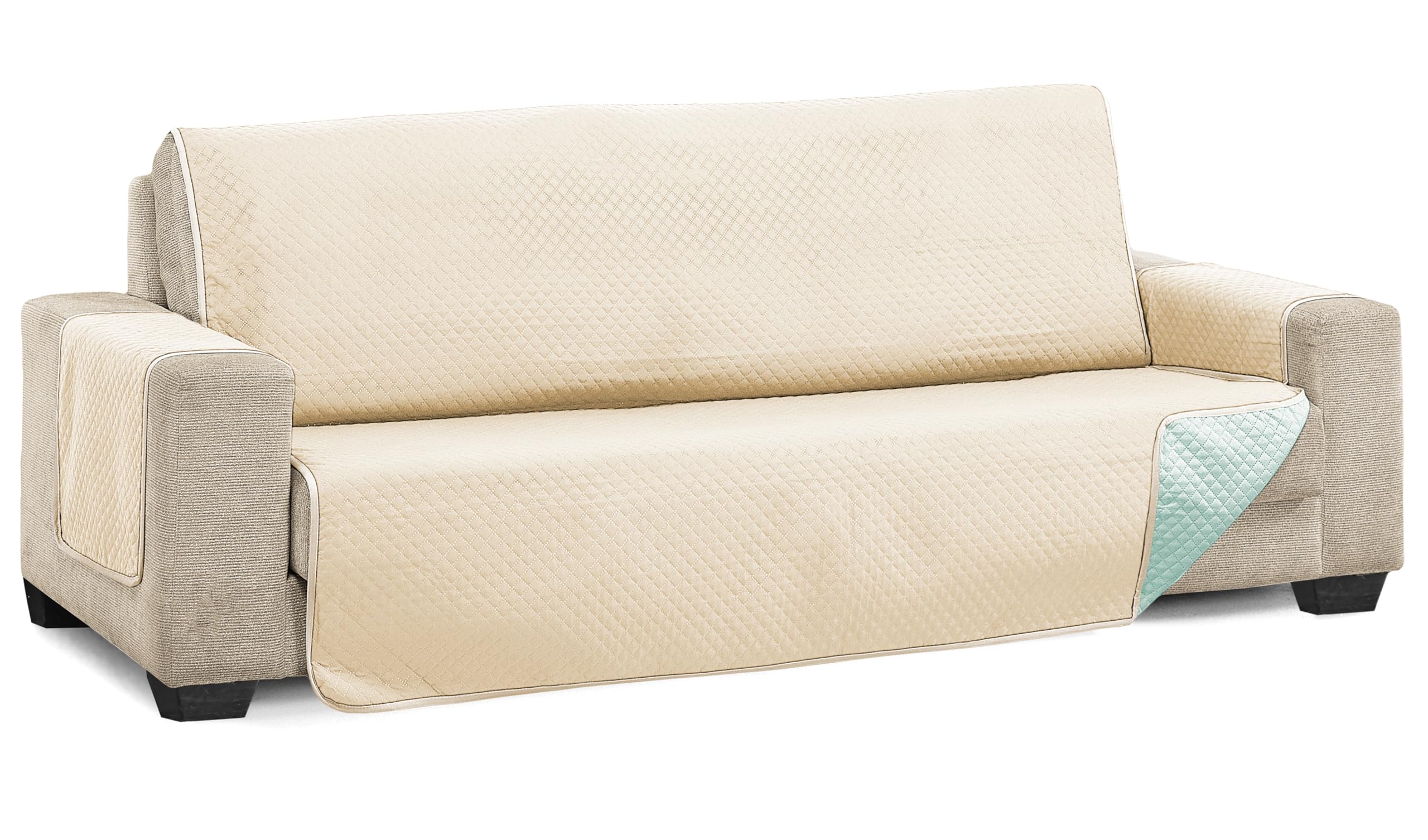 Martina Home Copridivano imbottito 3 Posti XL Beige Verde acqua