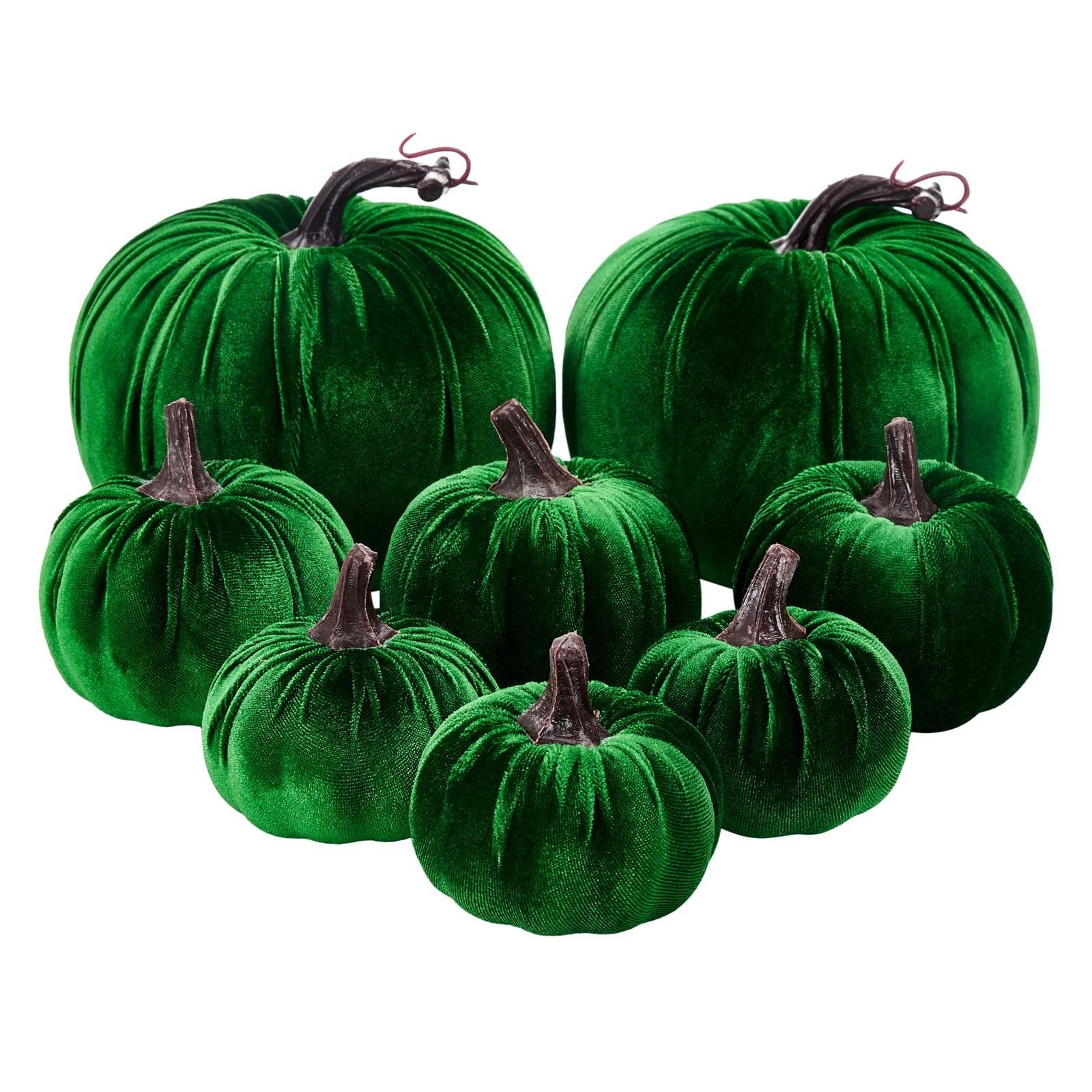 8PCS Velvet Pumpkins - Artificial Fall Decor For Halloween, Thanksgiving, Autumn Home Decor, Festival Table Centerpiece