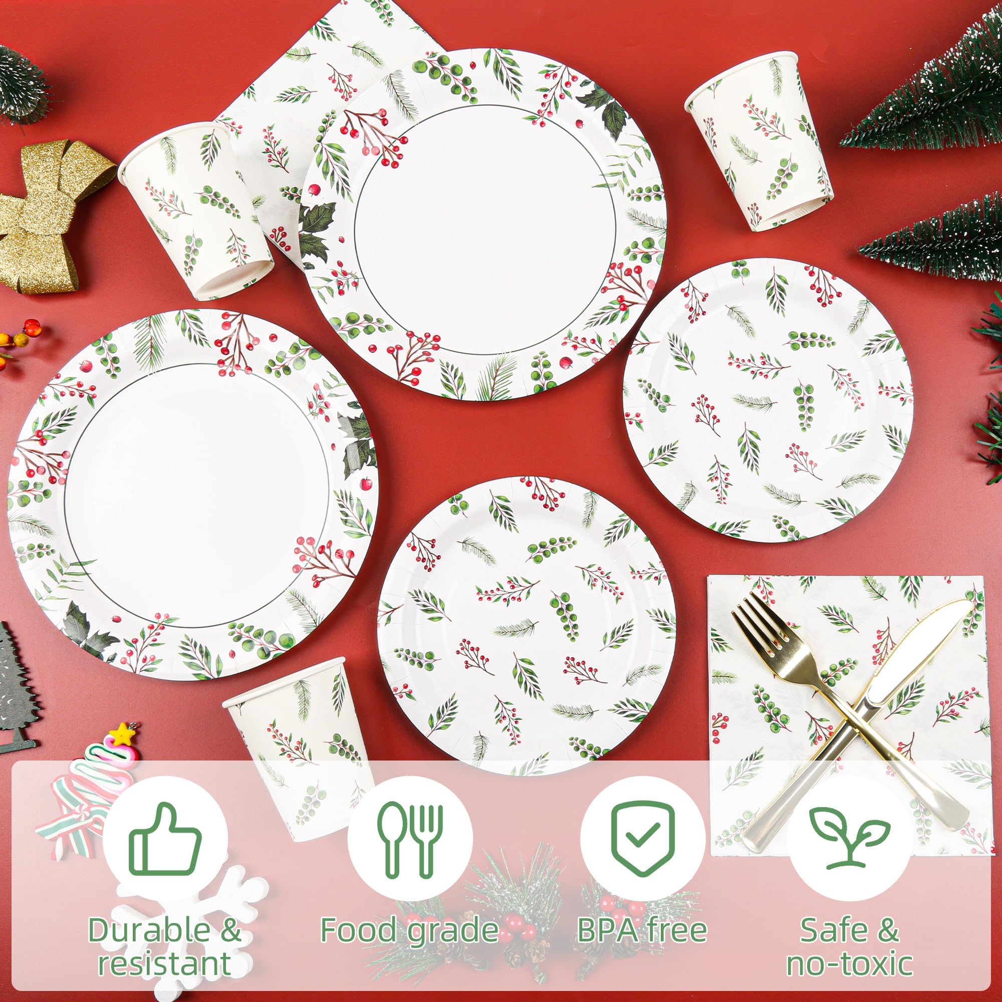 Vtg Dixie BRAND Paper Christmas Plates Holly And Berries 24 Per Pack HOLIDAY