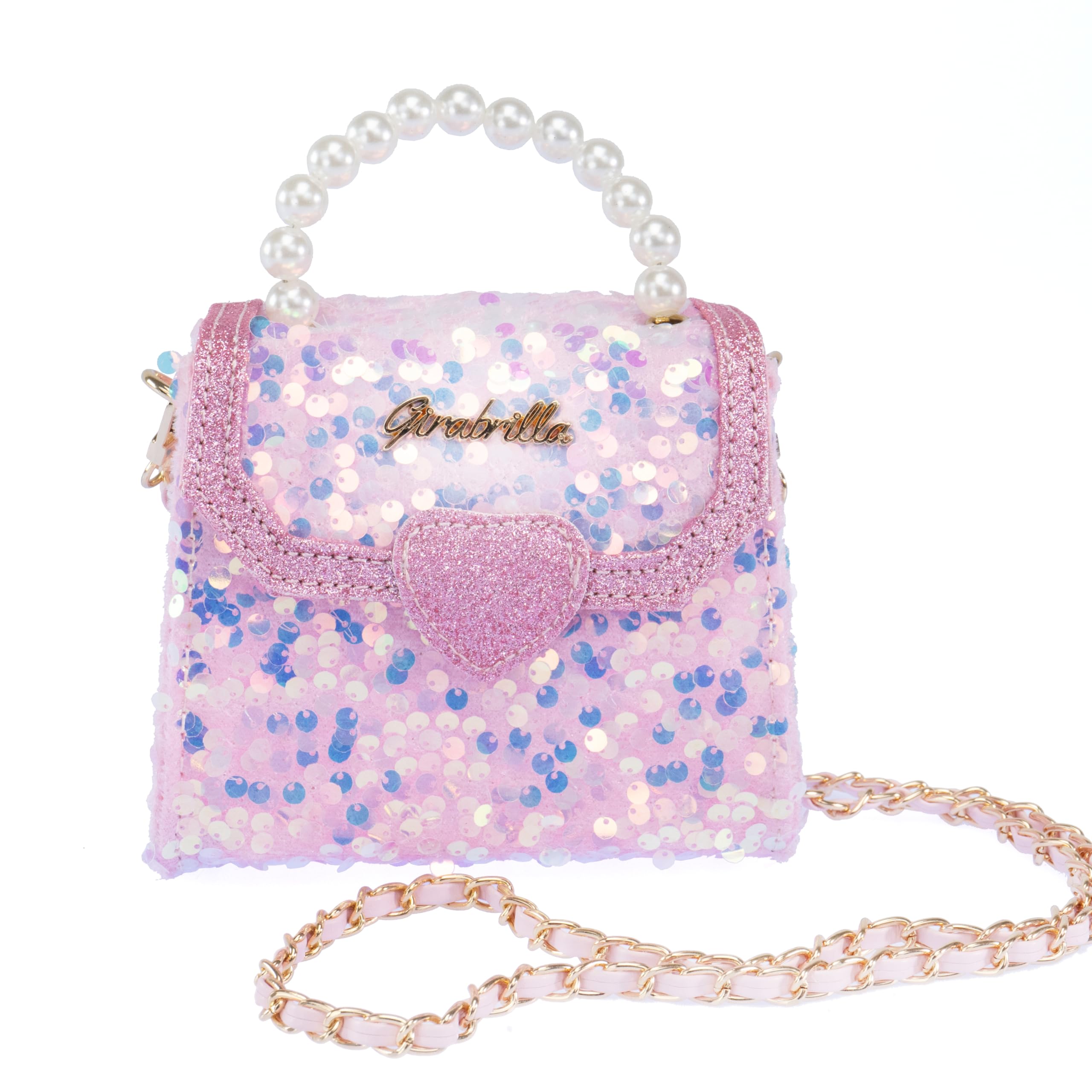 Girabrilla Fashion - Bolso de mano con asa de perlas y correa