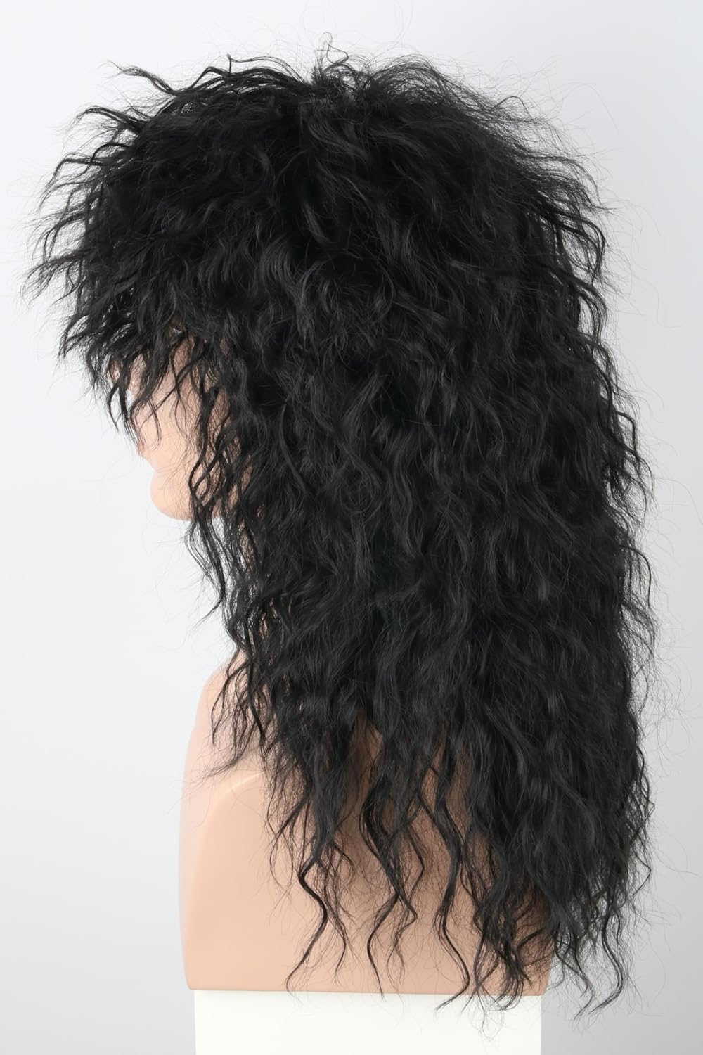 80s Wigs for Men Black Long Wavy Mullet Wigs for Women Heavy Metal Rocker Wig Halloween Costume Party Wig - Image 4