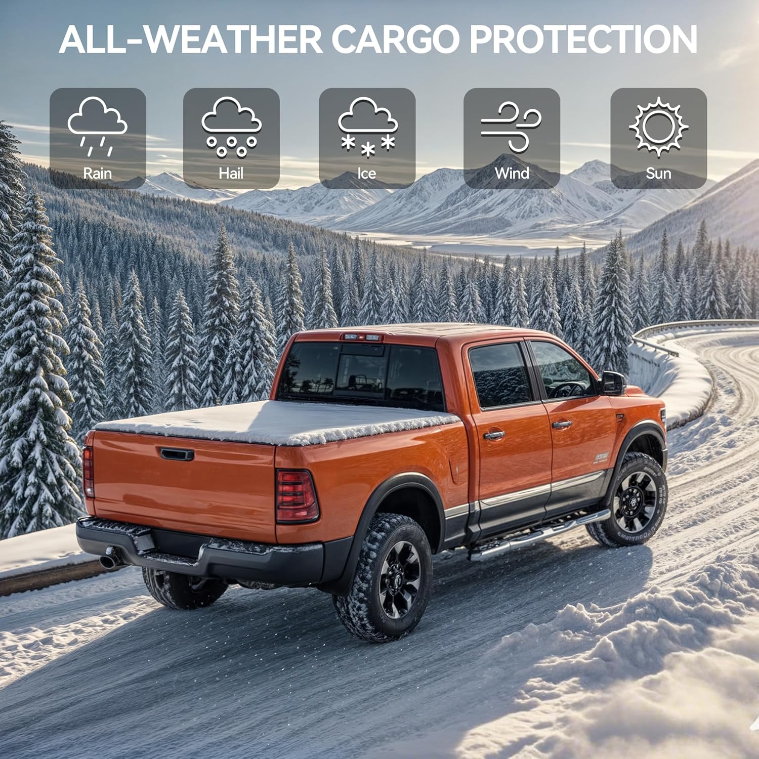 LEDKINGDOMUS FRP Hard Folding Truck Bed Tonneau Cover Fits for Dodge Ram 1500 2002-2024 Classic Only, Fits for Dodge Ram 2500 3500 2003-2026 6.4 ft Bed w/o Rambox