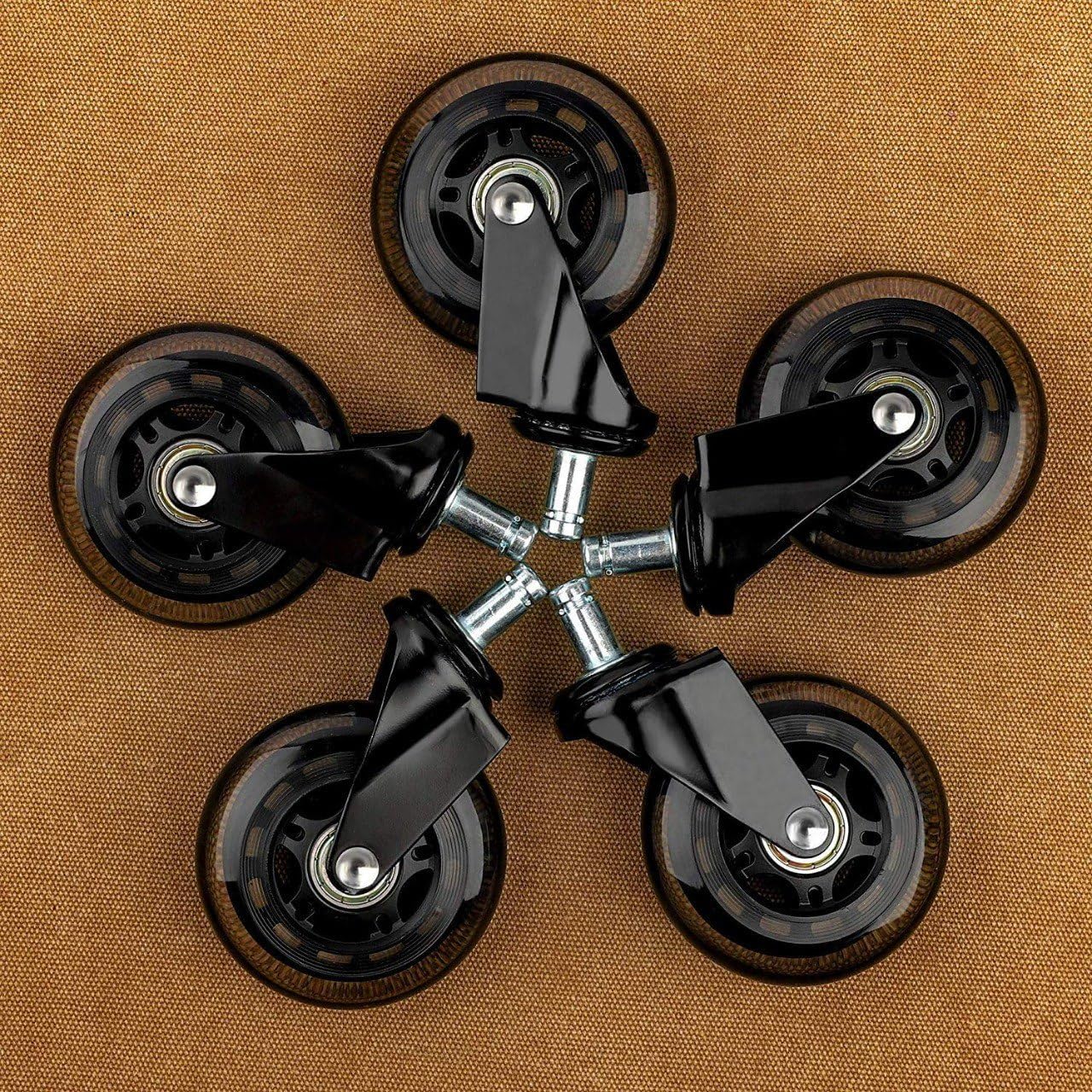 Niralasa Heavy Duty 3-Inch Rubber Casters for Chairs, 360° Rotating Silent Wheels for Office, Gaming & Furniture, Caster Wheels for Office Chair, (Pack of 5)
