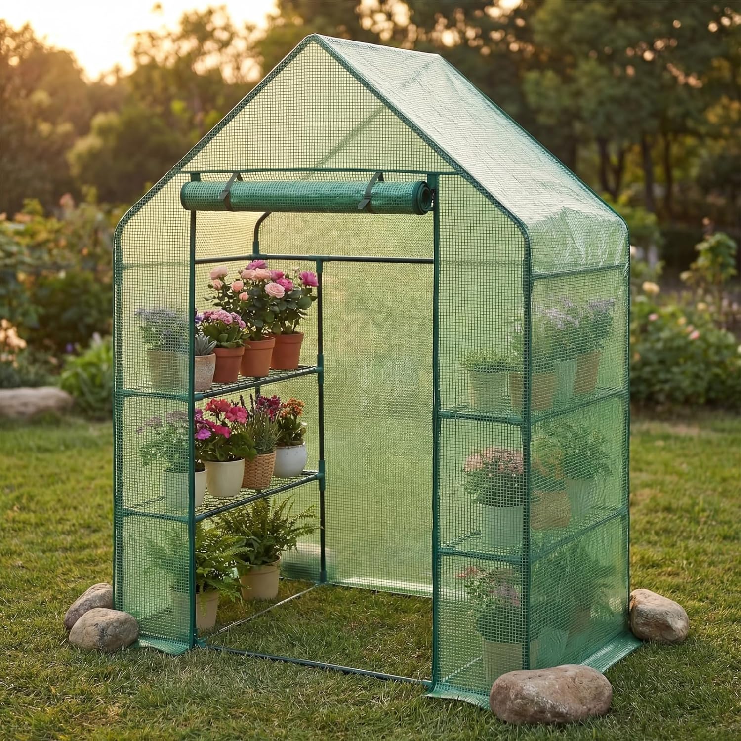 Greenhouse for Outdoors,55 x 28 x 78'' Small Greenhouse,Walk in Plant Greenhouses with 3 Tiers 6 Shelves,Heavy Duty with Durable PE Cover,Heavy Duty Plant Greenhouses for Garden and Backyard