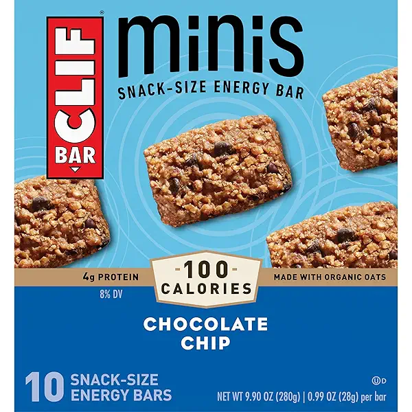 CLIF BAR Minis - Chocolate Chip - Made with Organic Oats - 4g Protein - Non-GMO - Plant Based - Snack-Size Energy Bars - 0.99 oz. (10 Pack) 1