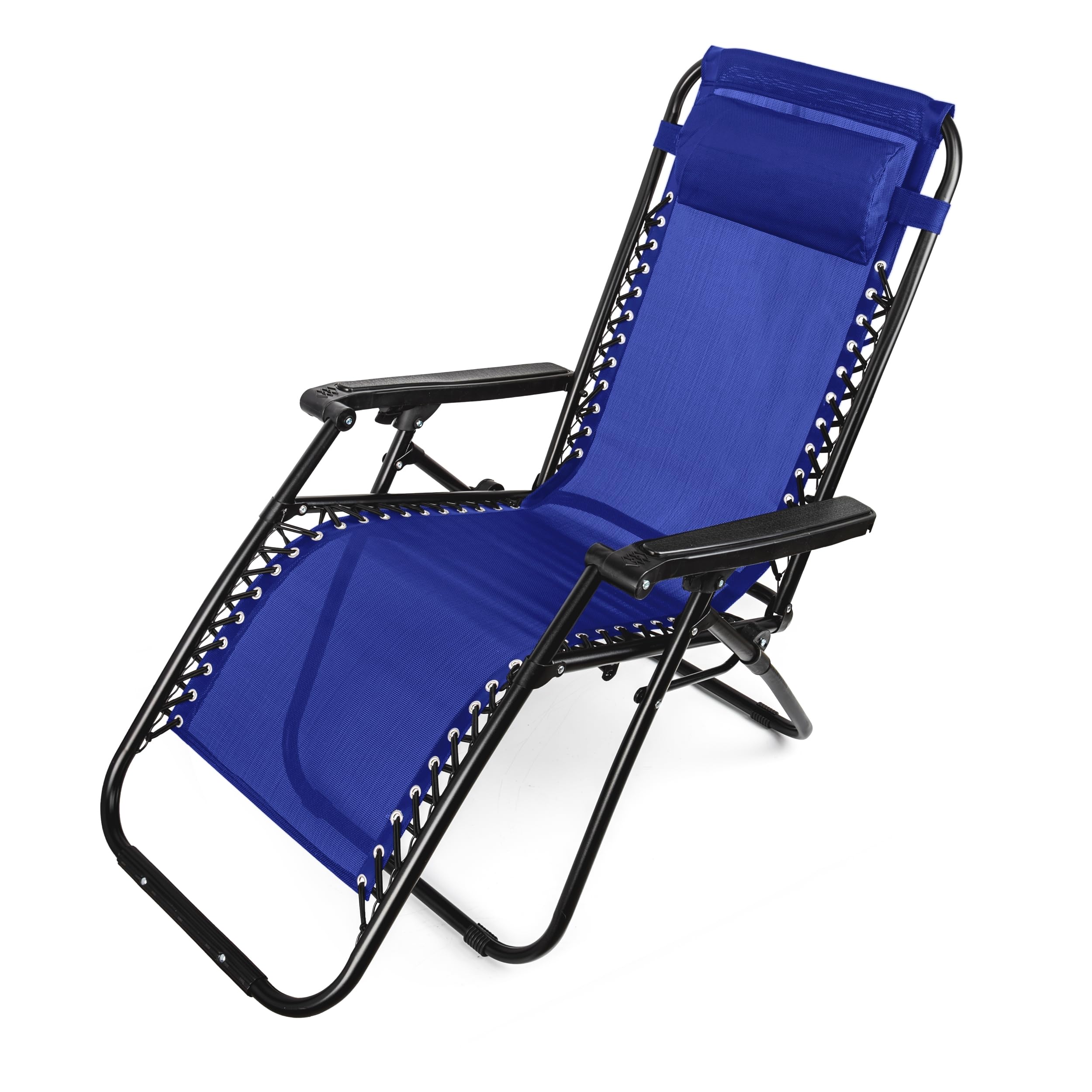 Tumbuna Reclinable Plegable para Jardín, Balcón Terraza y Playa - Tumbona con Reposacabezas Carga Máxima 110kg - Color Azul Marino