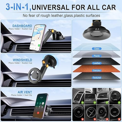 Miniatura 2 de UREHEPO Magsafe - Soporte magnético para teléfono para automóvil, soporte magnético para teléfono para salpicadero, parabrisas, ventilación de aire,