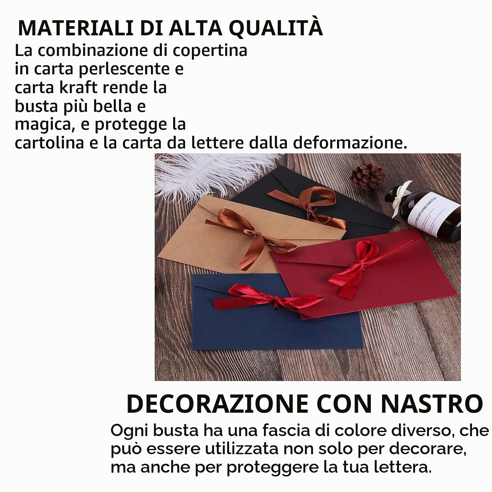 Buste di Carta Kraft Retrò 22x11cm 24 Pezzi 12 Colori per Inviti Matrimonio