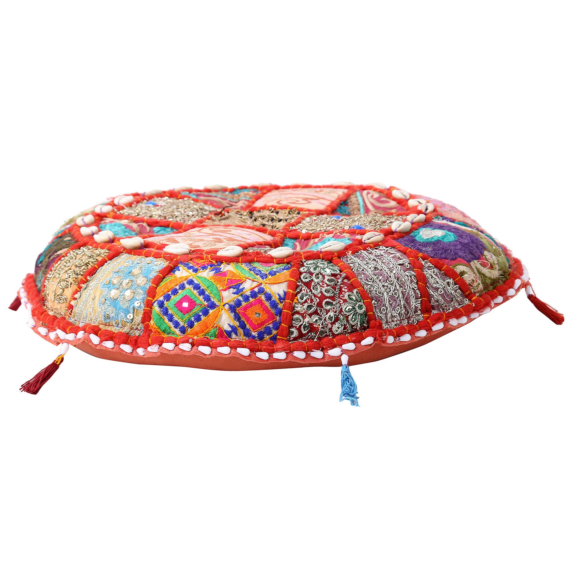 INDIGENOUS Sophisticated Cotton Embellished Khamadiya Patch Work Pouffes-image-15