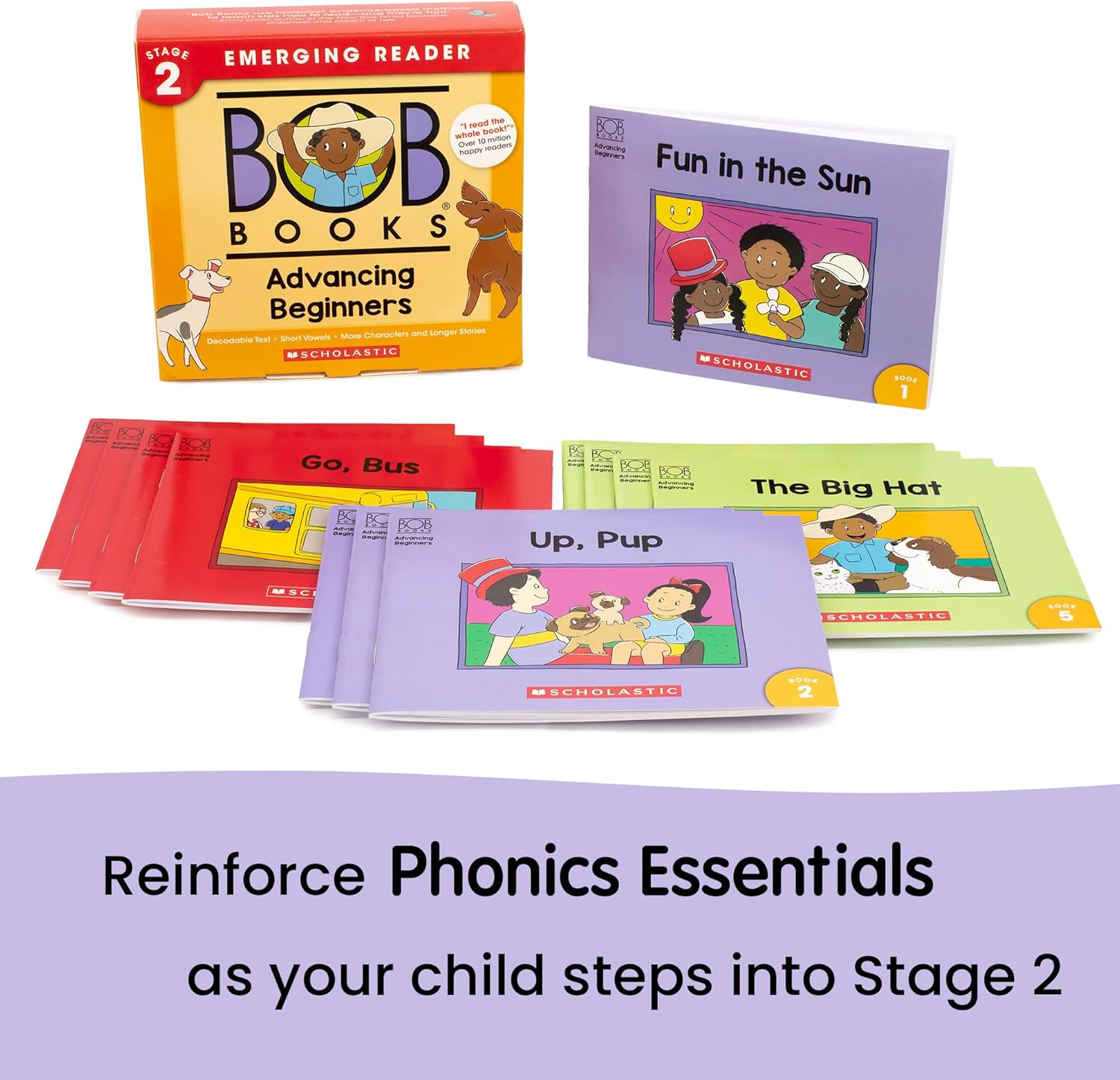 Bob Books Stage 2 Emerging Readers Bundle – Phonics & Sight-Word Set with 4 Box Sets, Flashcards & 2 Workbooks | Kindergarten-1st Grade