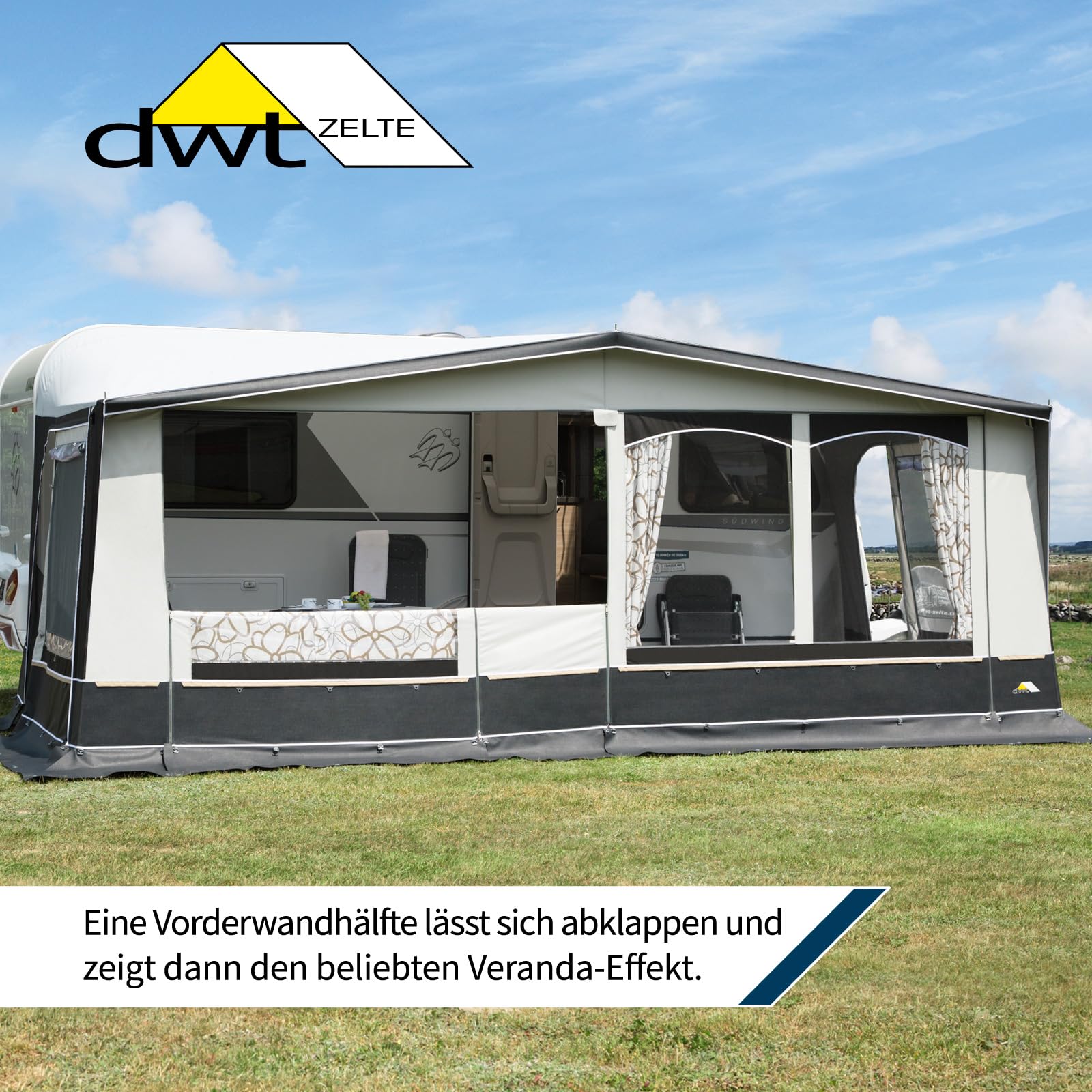 DWT Wohnwagenvorzelt Jubilee 40-270cm inkl.25 ST Zelttiefe Reisezelt für Einsteiger