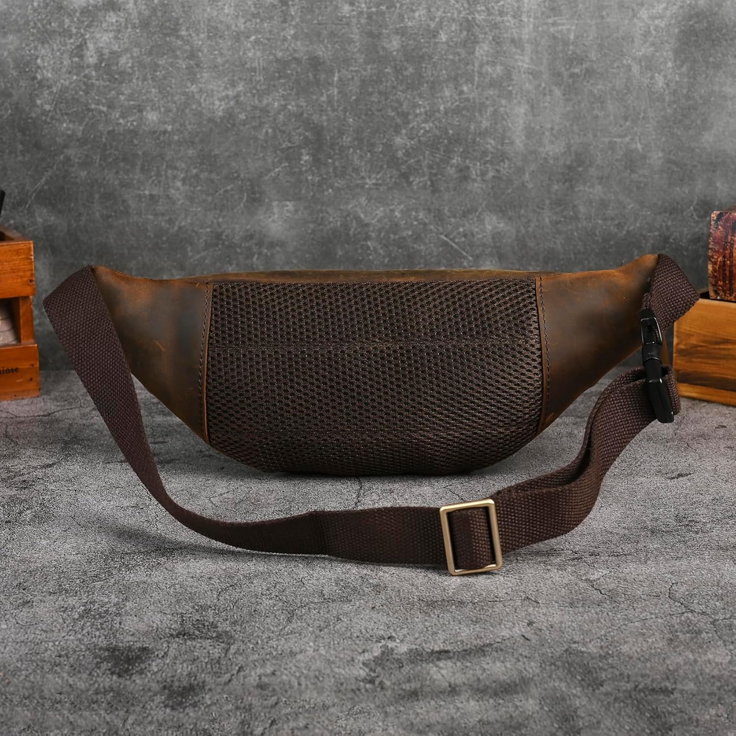 Thick Crazy Horse Leather Hiking Riding Travel Outdoor Belt Bag Fanny Waist Pack Small Phone Pouch For Men Women 380 (385 Brown) - Image 4