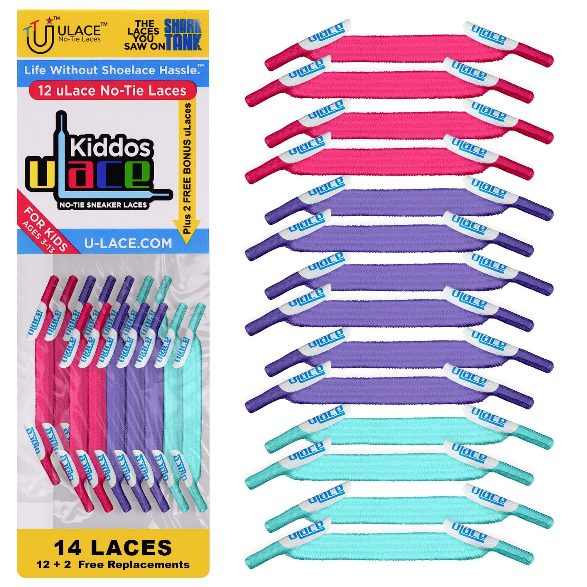 uLace Kiddos Schnürsenkel ohne Binden – Elastische Schnürsenkel für Sneakers | Dehnbare, elastische Schnürsenkel | Einfache Installation – 14 Schnürsenkel