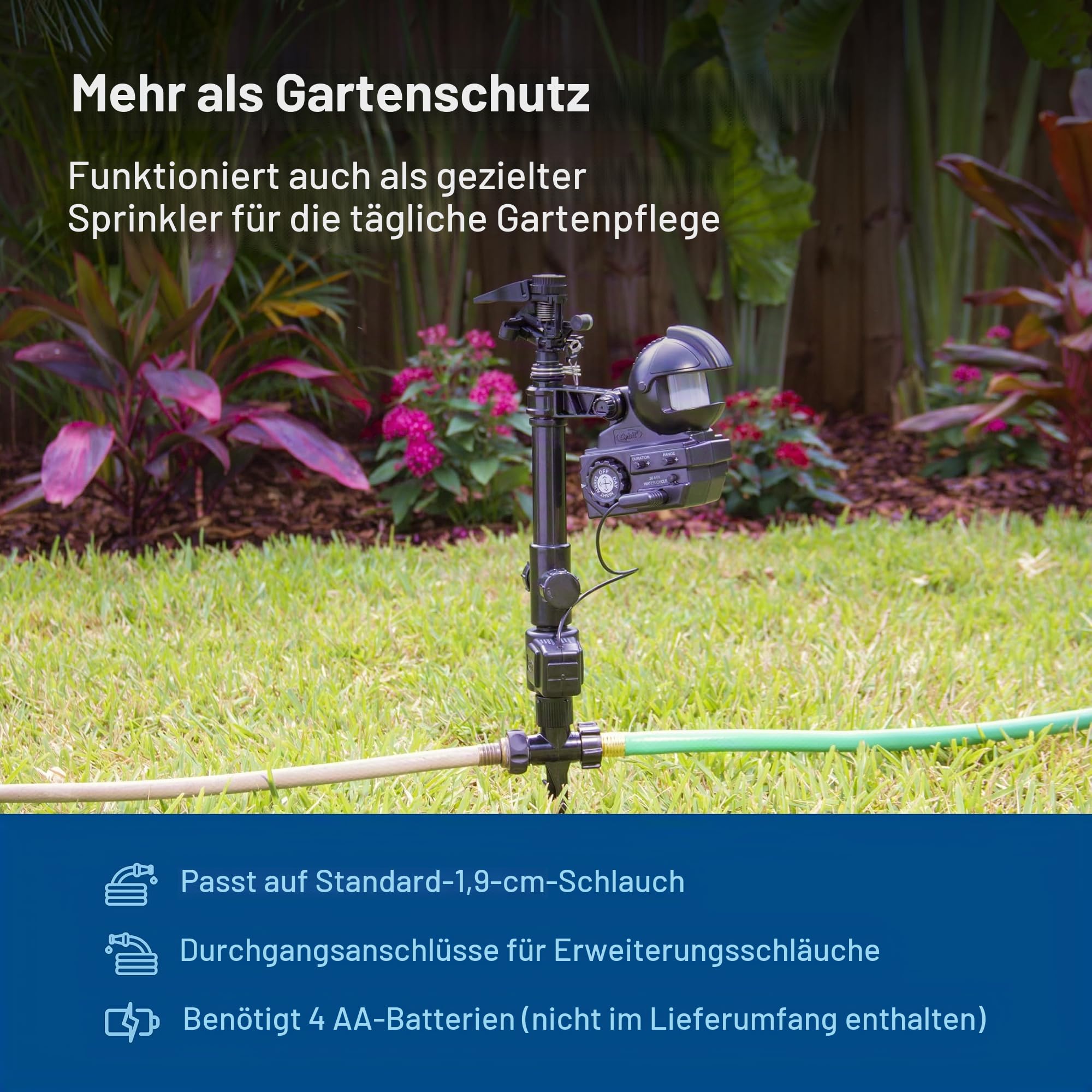 Orbit 62100 Yard Enforcer Bewegungsaktivierter Sprinkler mit Tag- und Nacht-Erkennungsmodi, Schwarz
