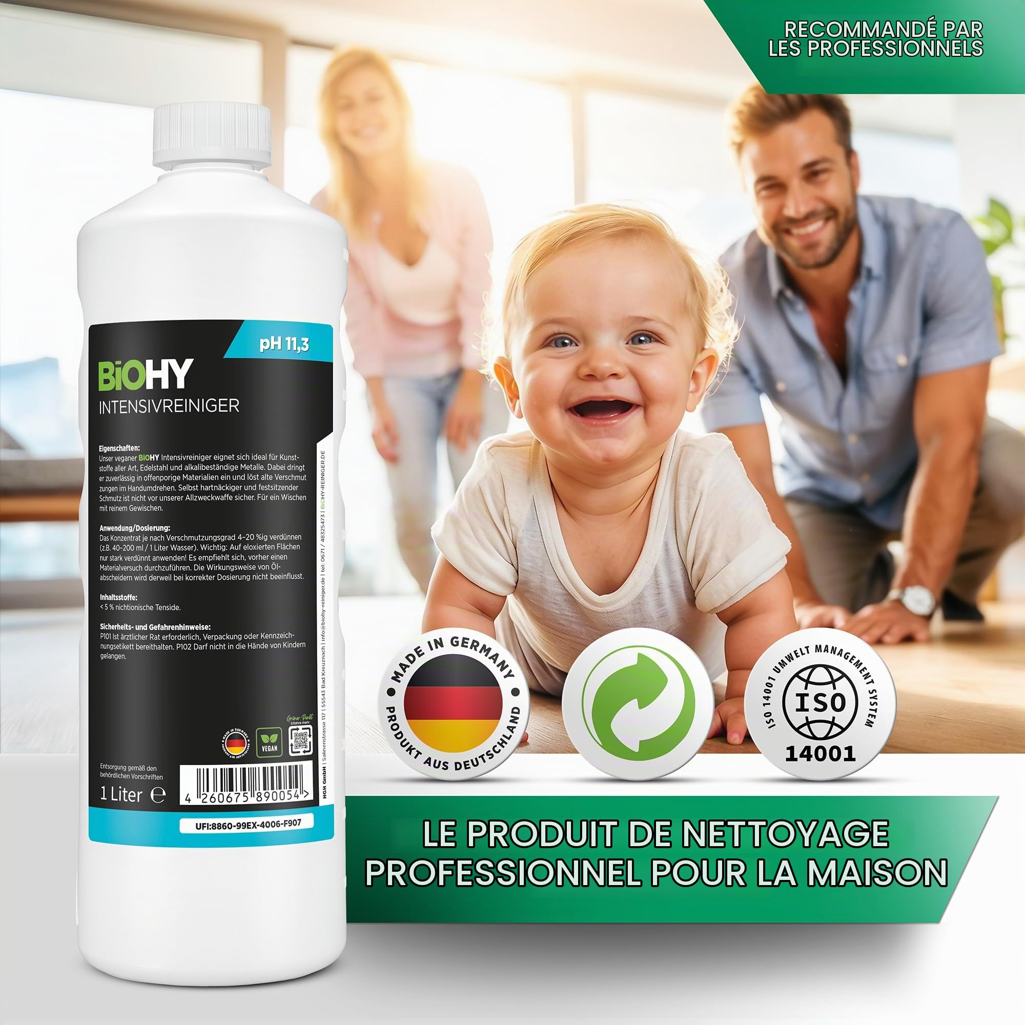 BiOHY Nettoyant Universel Intensif (Bidon de 10l) | nettoyant Industriel Haute Performance | nettoyant de Base idéal pour Les nettoyeurs Haute Pression (Intensivreiniger)