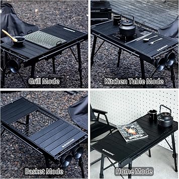 windhike Blackdog Folding Camping Table with Adjustable Leg, Portable IGT Table for Cooking with Carry Bag, Outdoor Camp Kitchen System for Car Camping Picnic RV Trip Patio Backyard BBQ