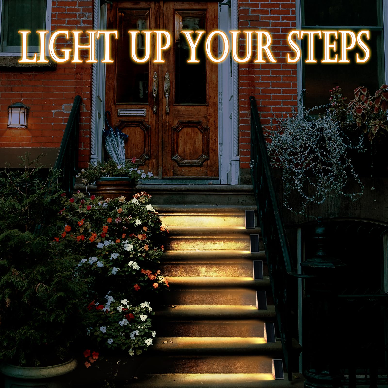 4 luces solares para escalones, luz blanca cálida, 13 LED, iluminación solar para escaleras, luz de camino al aire libre, IP67, impermeable, para decoración de porche delantero, patio, jardín