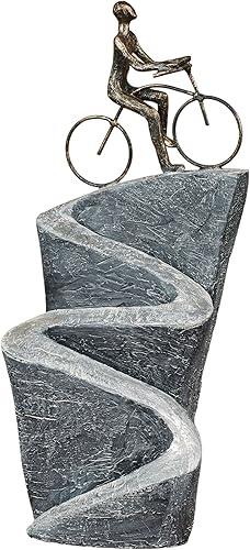 Touch of Class Journey of Life Bike on Winding Road Table Escultura - Resina gris bronce viaje inspirador para dormitorio sala de estar oficina