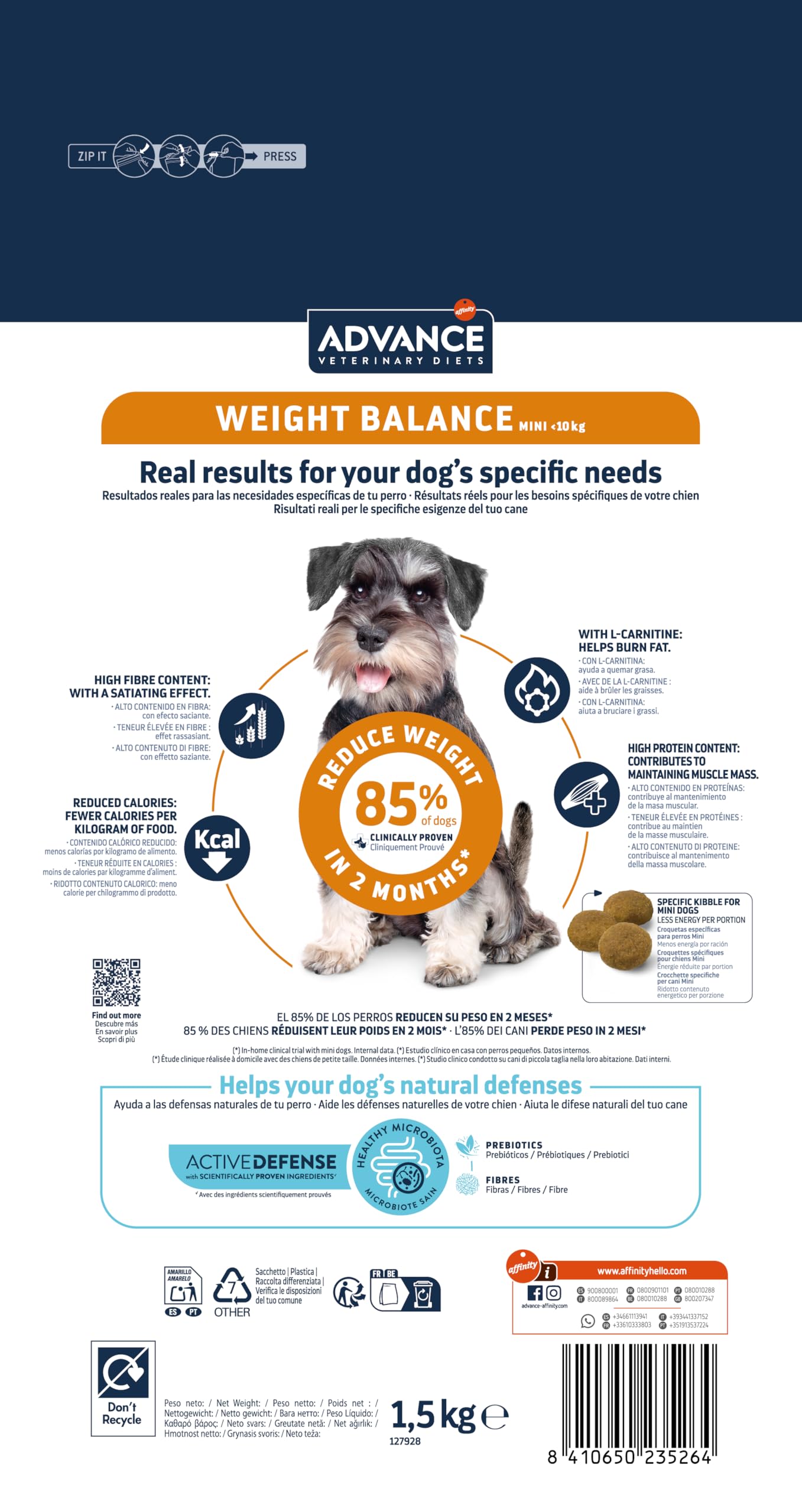 Advance Veterinary Diets Weight Balance Mini Cibo per Cani 3kg
