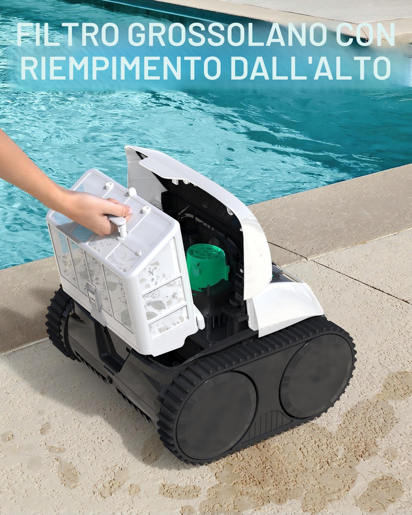 WYBOT C1-Plus Robot Piscina Pareti e Fondo, per Piscine interrate & Fuori Terra, 160min autonomia, Pulizia 4-in-1 (160m²), Navigazione Smart & App, Bianco & Verde Chiaro