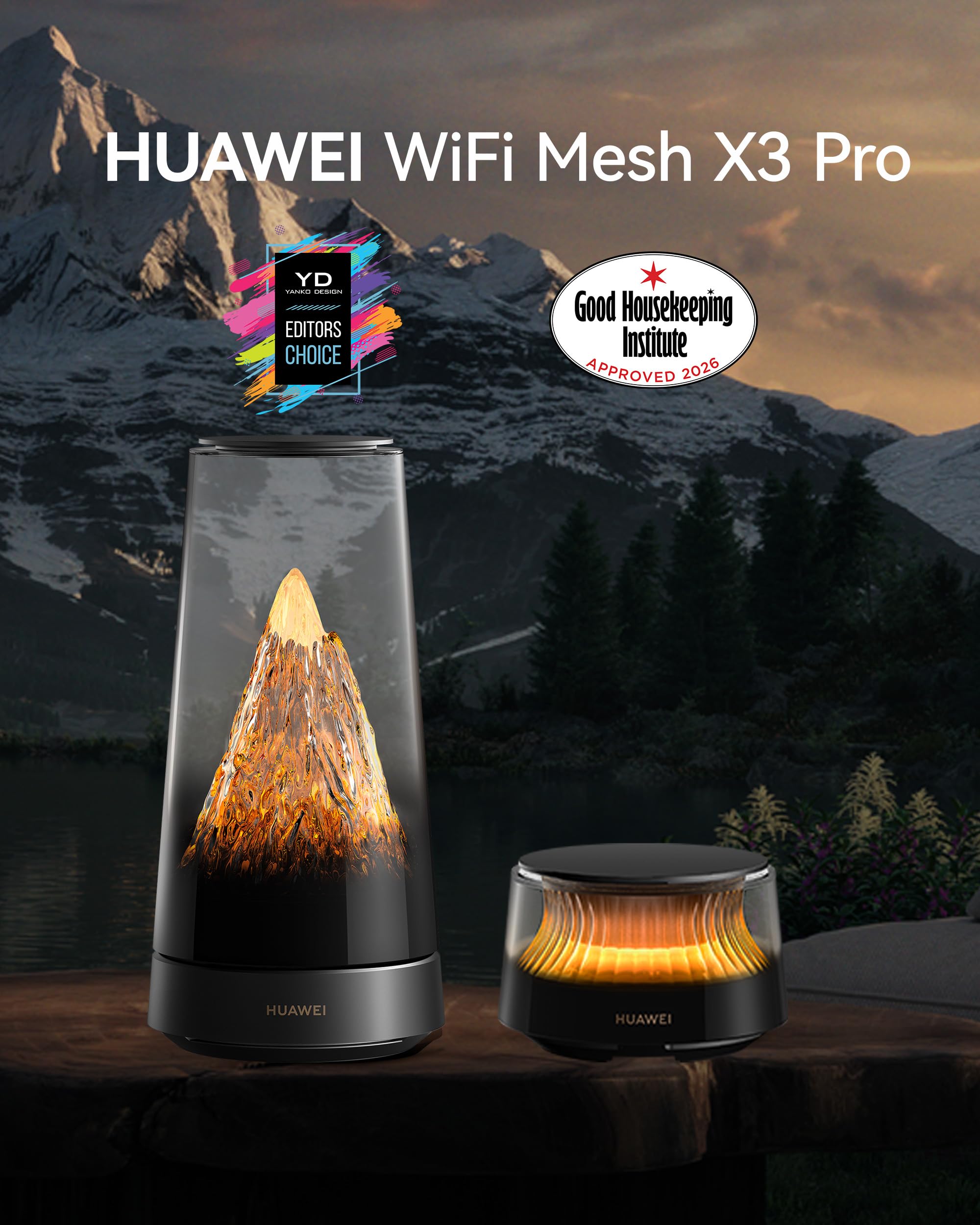 HUAWEI WiFi Mesh X3 Pro Pack, Wi-FI 7 à Double Bande Jusqu’à 3,6 Gbit/s, BE 3600, Couverture Jusqu’à 120 m², Contrôle Parental, Diagnostic de Votre Wi-FI,HUAWEI HomeSec®, Garantie de 30 Mois