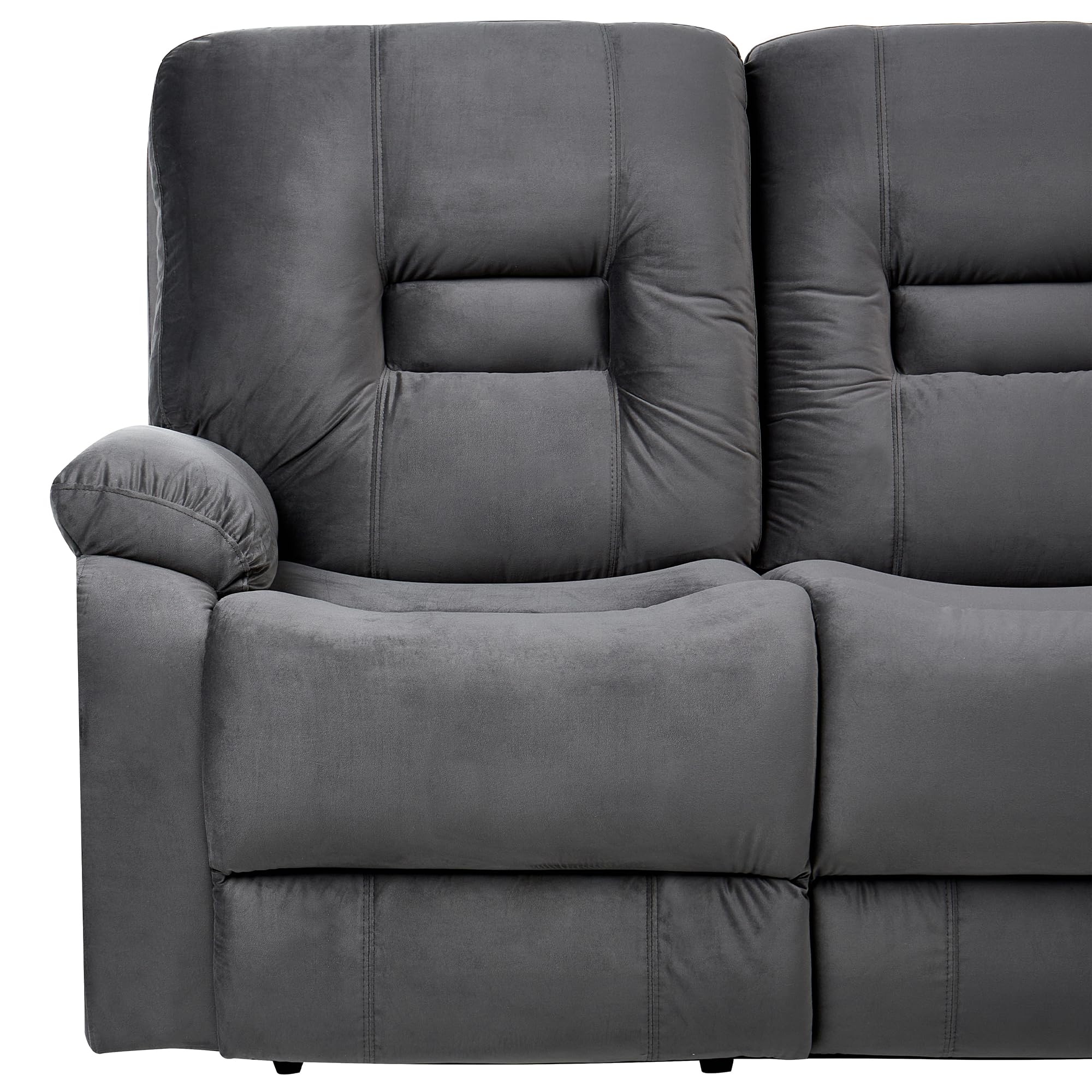 Beliani Sofá reclinable Moderno de Terciopelo eléctrico Acolchado 3 plazas Gris Oscuro Bergen