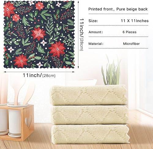 Miniatura 3 de KLL Berries Mistletoe Christmas Florals Kitchen Towels and Dishcloths Sets New Home Cotton Tea Towels Bulk Kitchen Hand Towels Cotton Terry Kitchen