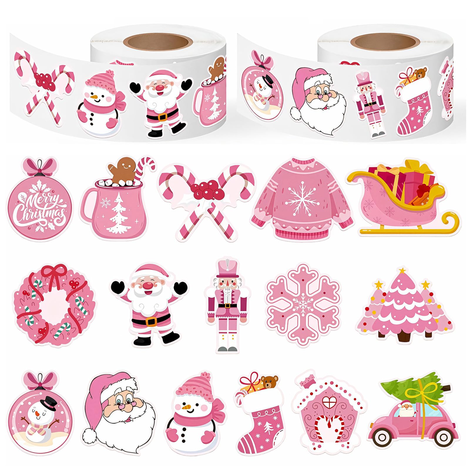 1000Pcs Christmas Stickers Rolls for Party Bag Fillers DIY Crafts Gifts