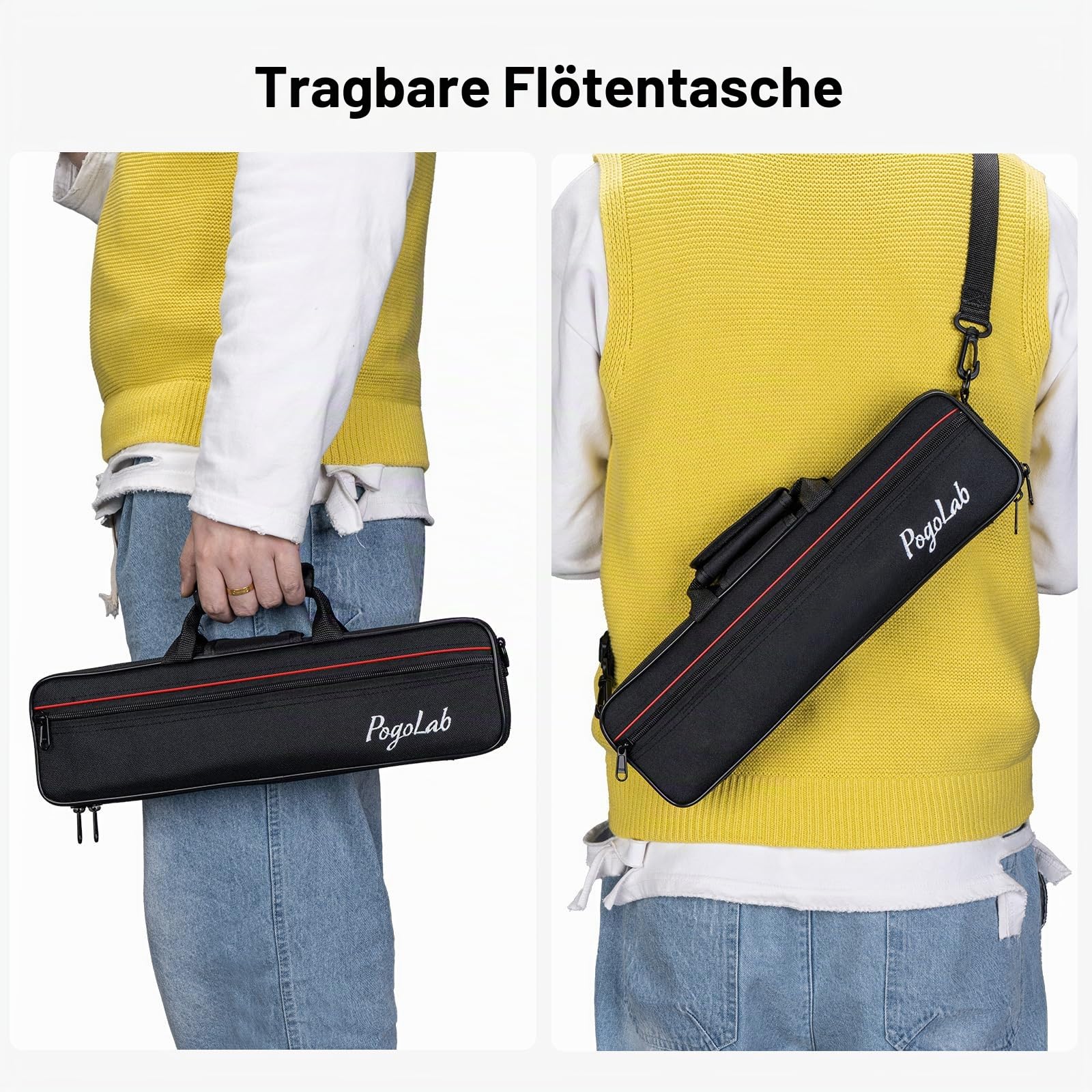 POGOLAB Flöte, Offene Loch, C Flute mit geteiltem E&Offset-G, C Fußstück, versilberte Flöte mit Flötentasche/Flötenreinigungsset/Sondenstab/Handschuhe/Fett, für fortgeschrittene Spieler