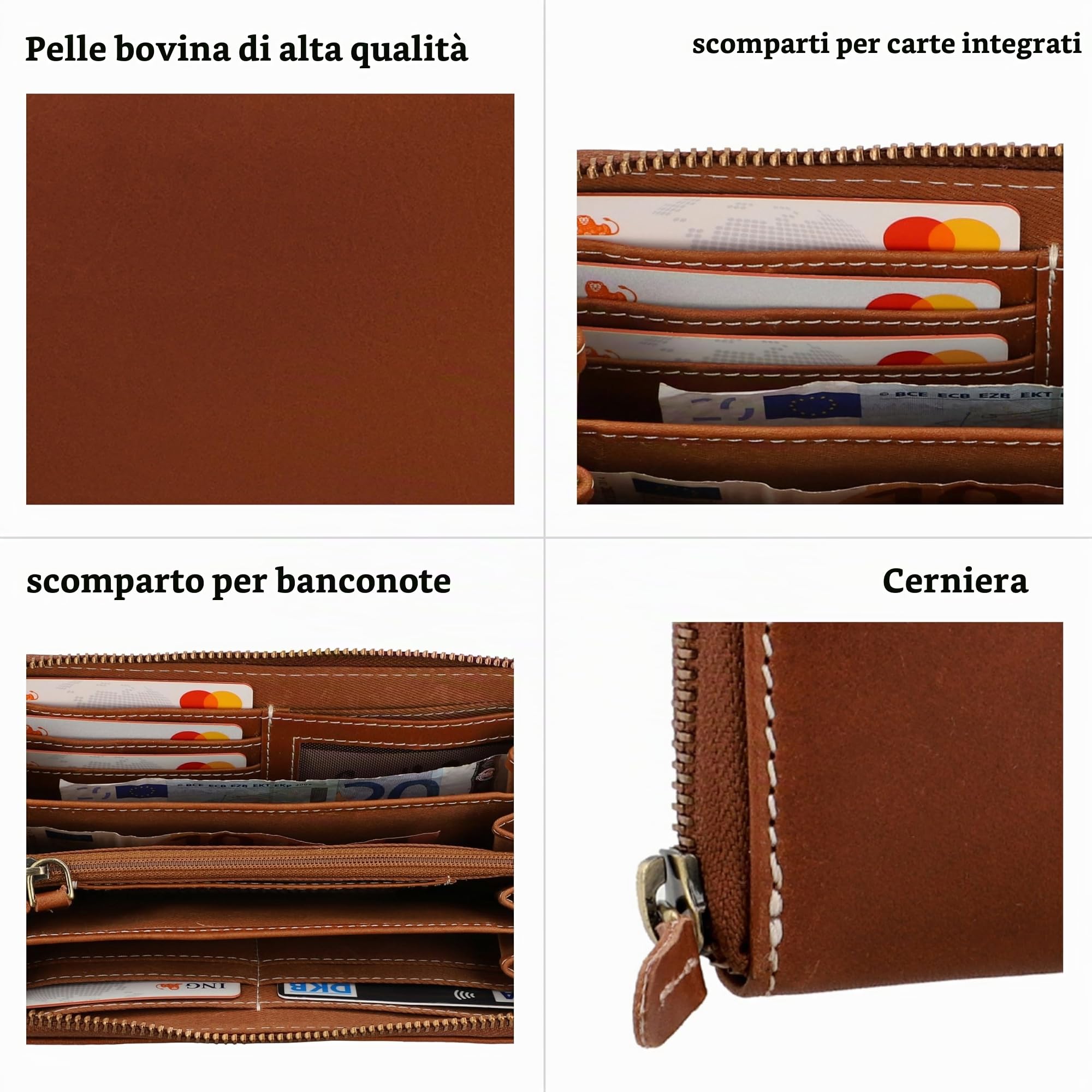 Gusti Portafoglio Da Donna In Vera Pelle Con Protezione RFID Cara – Elegante Portafoglio Lungo Con Numerosi Scomparti Per Carte E Monete Portafoglio Da Uomo