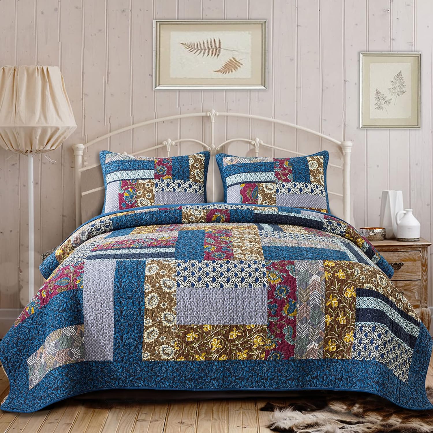 BEDIFANY 100 Cotton Quilt Sets for Farmhouse Vintage