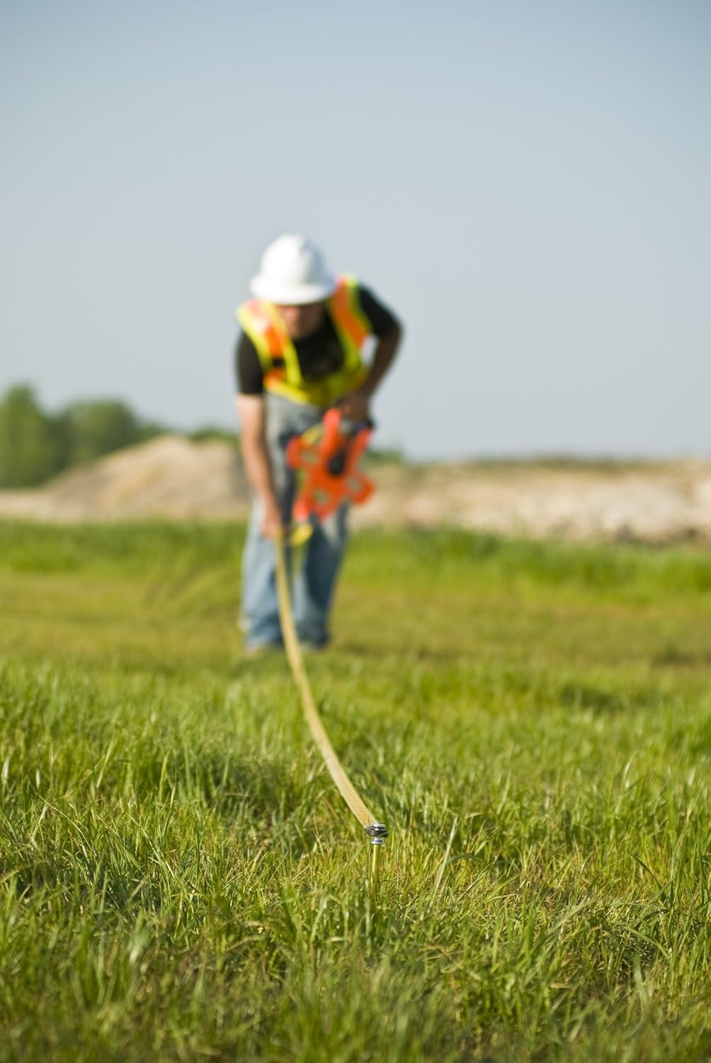 Crescent Lufkin 1/2" x 100m/328' Hi-Viz® Orange Fiberglass SAE/Metric Dual Sided Tape Measure - FM100CME, Orange/Black
