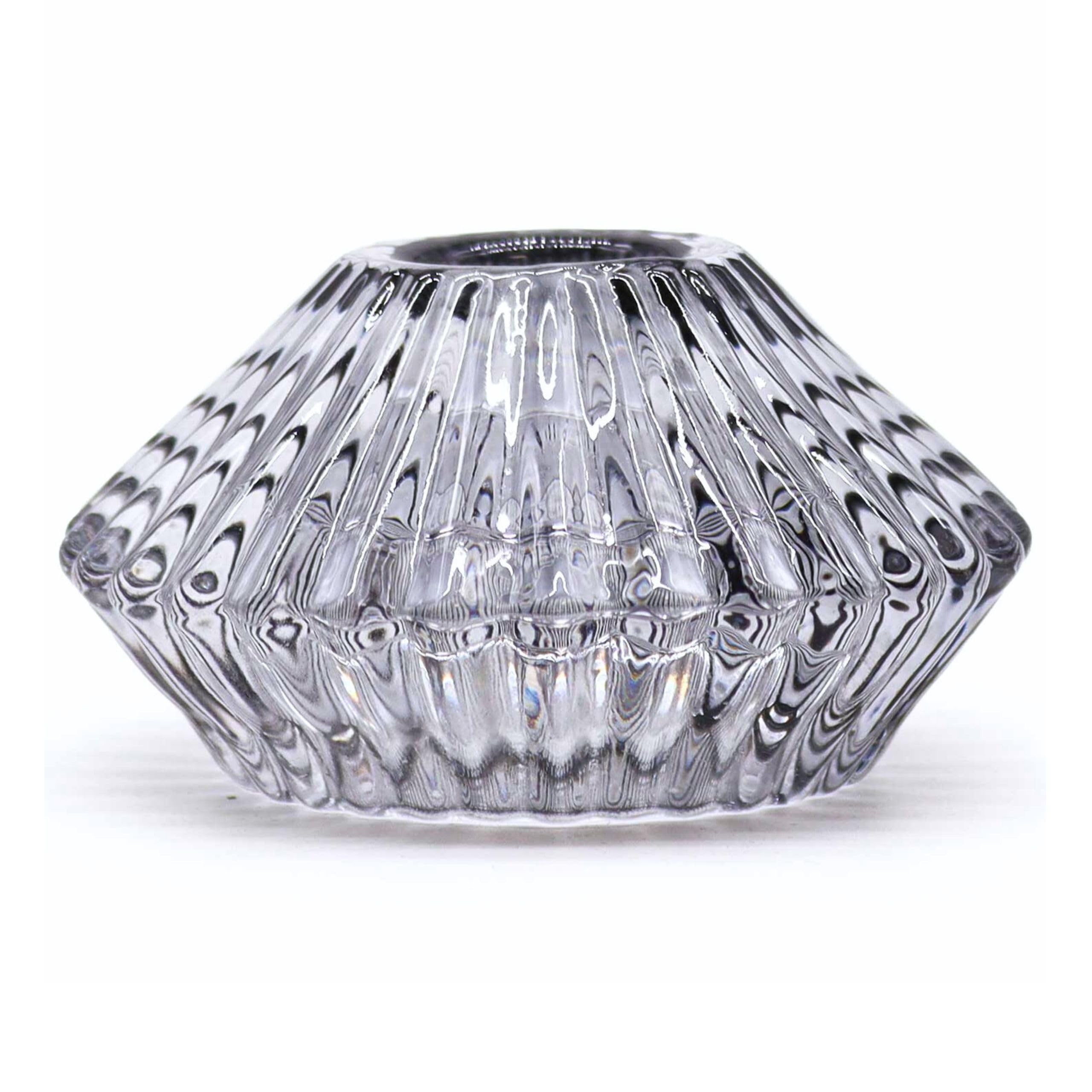 Crackers Ltd Midnight Grey Glass Candle Holder - Versatile & Elegant Candle Holders For Tealights, Dinner Candles & Pillars | Home Decor, Weddings & Events (Midnight Grey)