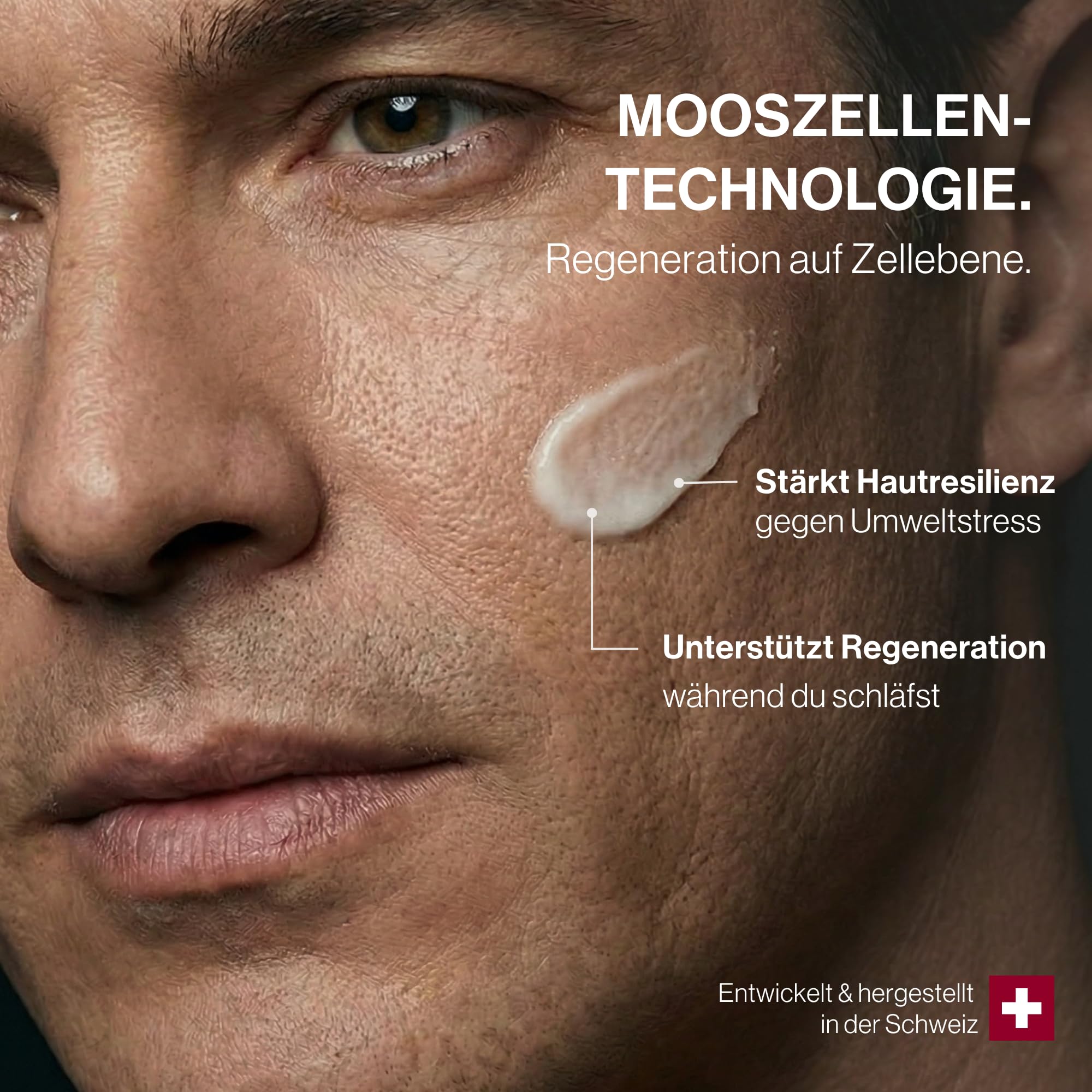 Mountain Supreme Anti-Aging Gesichtscreme für Männer 50ml, Feuchtigkeitscreme mit Mooszellen-Technologie, 6 Wirkstoffe, reduziert Falten, 24h Feuchtigkeit, reichhaltig, natürlich, Swiss Made