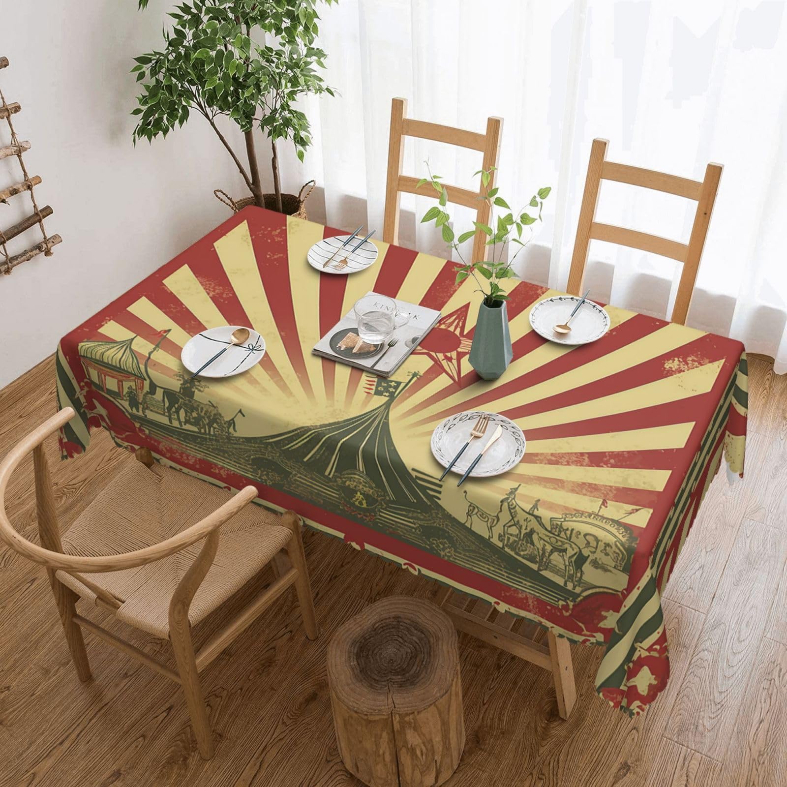 Nappes rectangulaires vintage de cirque pour animer vos repas de famille en extérieur