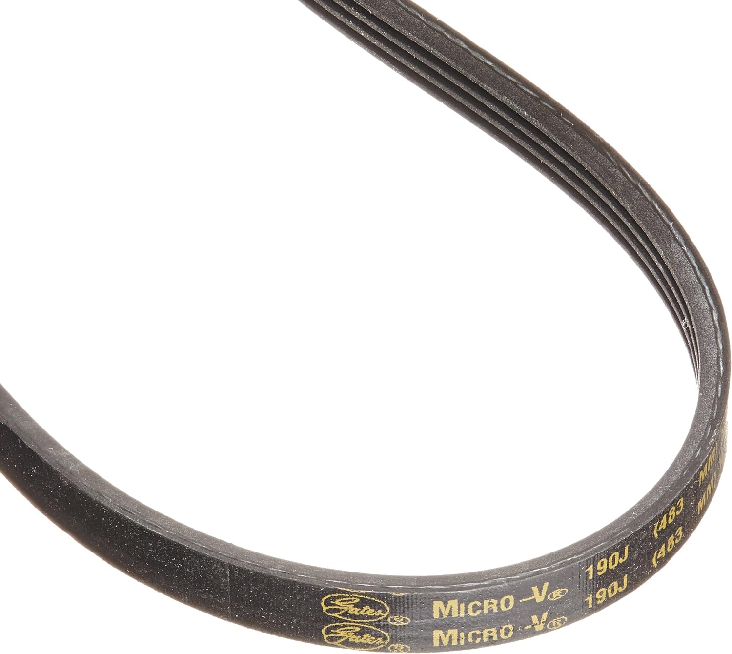 Gates 190J4 Micro-V Belt, J Section, 190J Size, 19" Length, 3/8" Width, 4 Rib