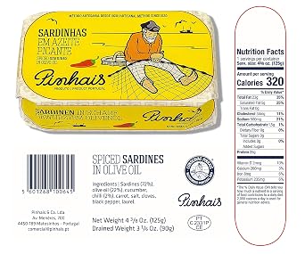 Pinhais Sardines Variety Pack 4.4 oz Cans 4 Flavors: Olive Oil, 1 Regular & 1 Spicy, Tomato Sauce 1 Regular & 1 Spicy Wild-Caught Portuguese Canned Fish (Total Count of 4)