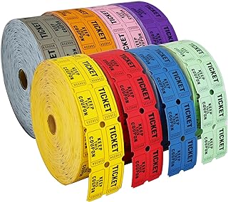 SEETOOOGAMES Raffle Tickets Double Roll - Full Set of 8 Colors, 2000 Tickets/Colors, 50/50 Raffle Tickets for Events