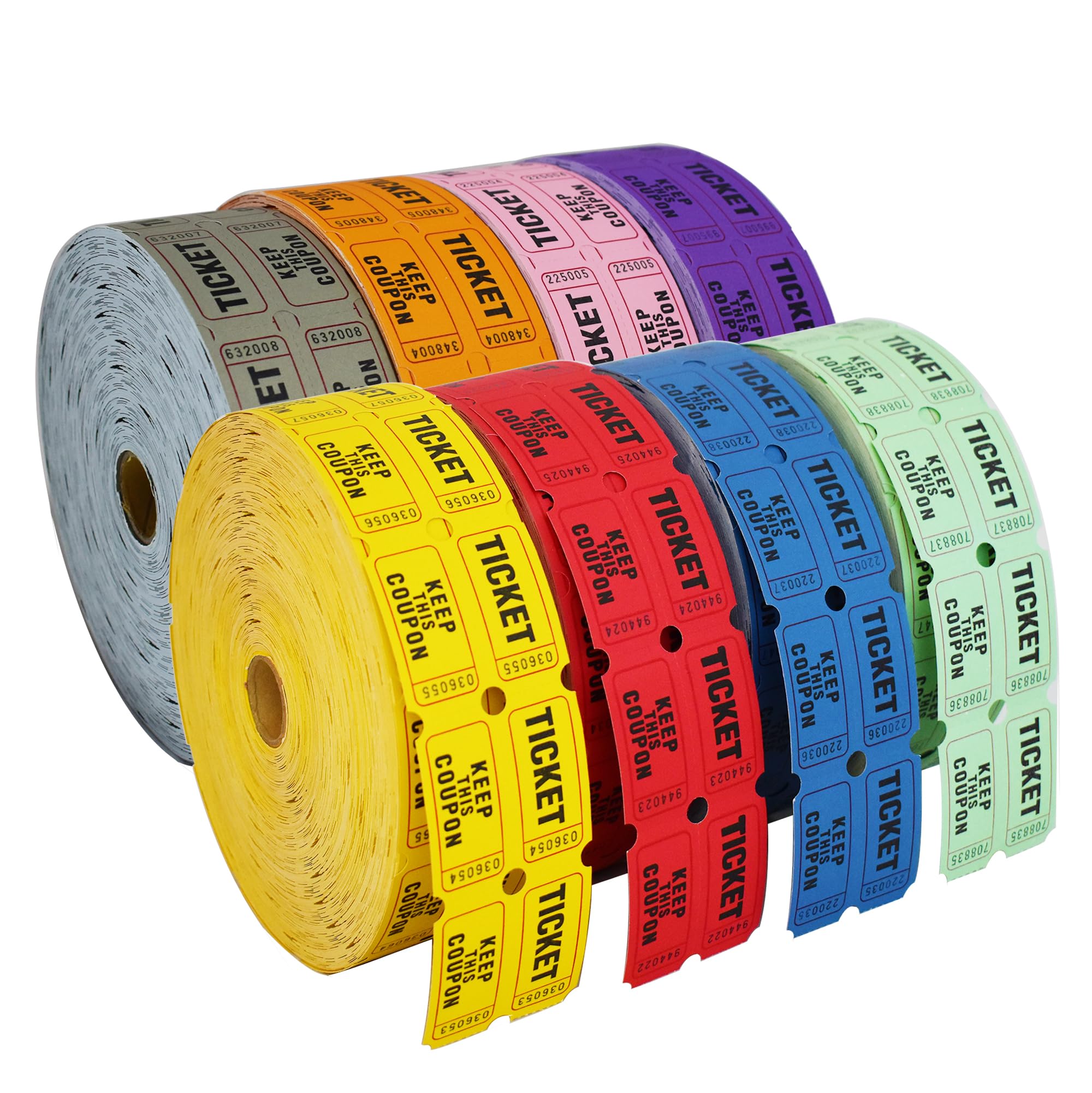 SEETOOOGAMES Boletos de rifa doble rollo, juego completo de 8 colores (8 rollos de 2000 boletos cada uno), boletos de rifa 50/50 para eventos, entrada, recompensa de clase, recaudación de fondos,