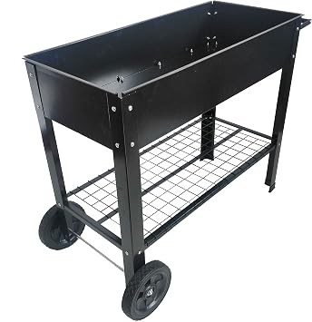 Outdoor Raised Planter Box with Legs for Gardening, Elevated DIY Garden Bed Cart on Wheels for Flower Vegetables Tomato Herb Planting, Black