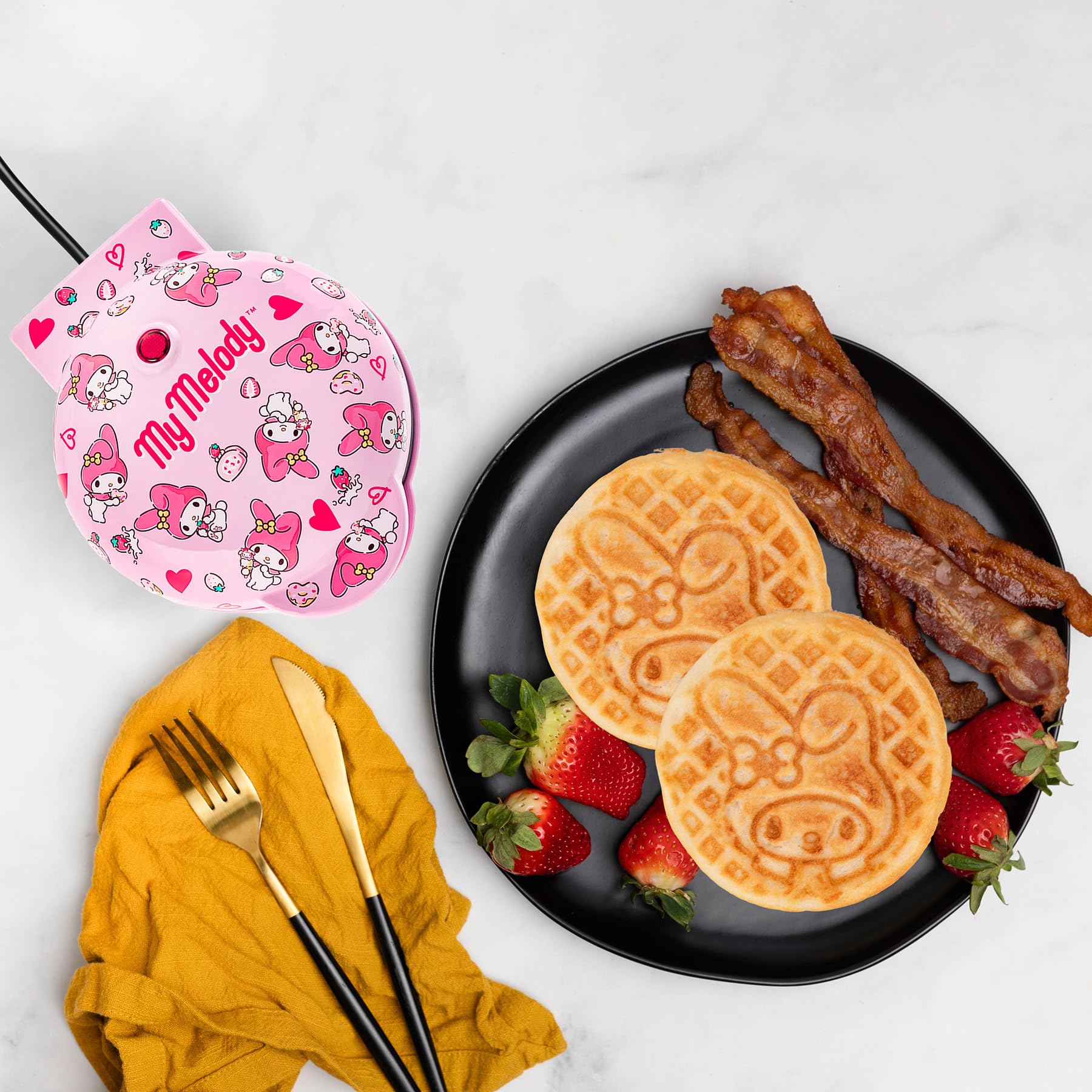 Uncanny Brands Hello Kitty My Melody Mini Waffle Maker - Cook With Your Favorite Bunny Character